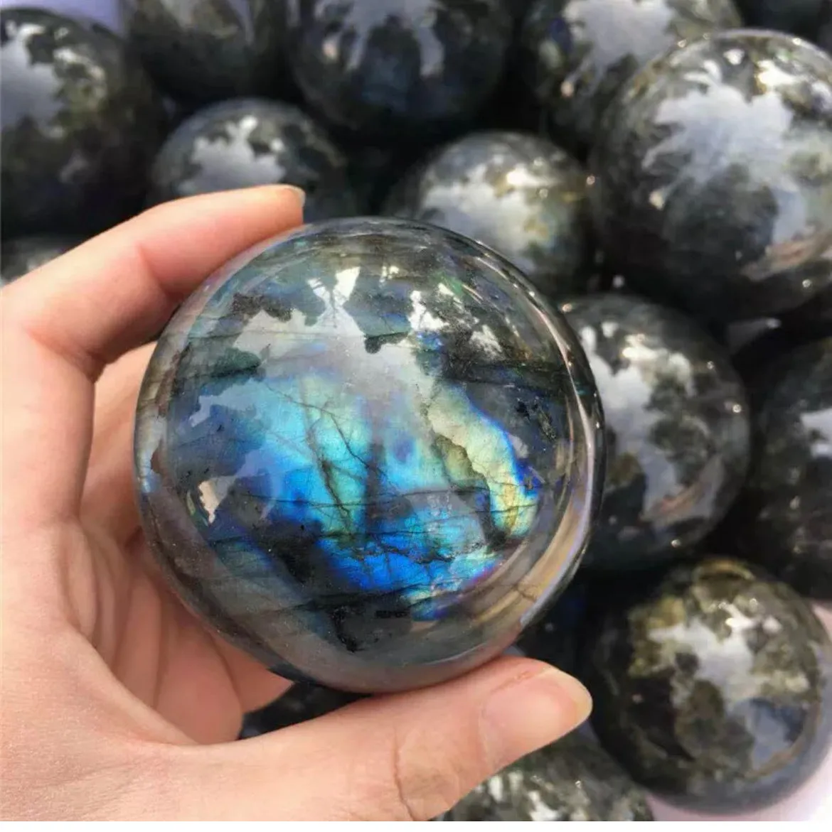 Natural Rainbow Labradorite  Healing Crystal Ball