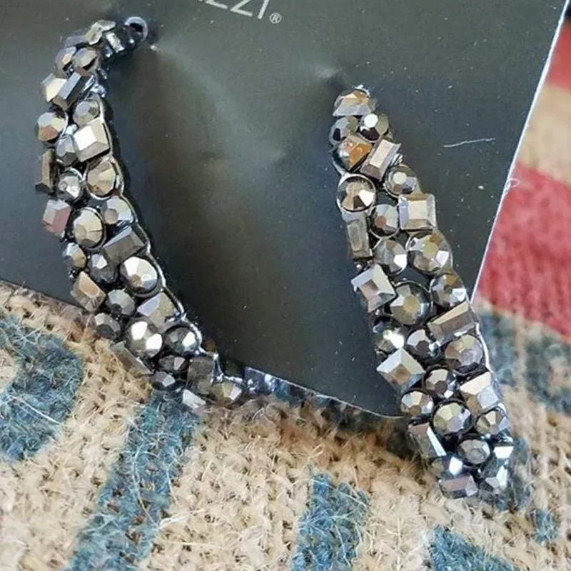 Naughty or Ice Hematite Hoop Earrings