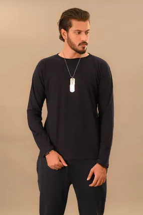 Navy Blue Full Sleeve T-Shirt - Men