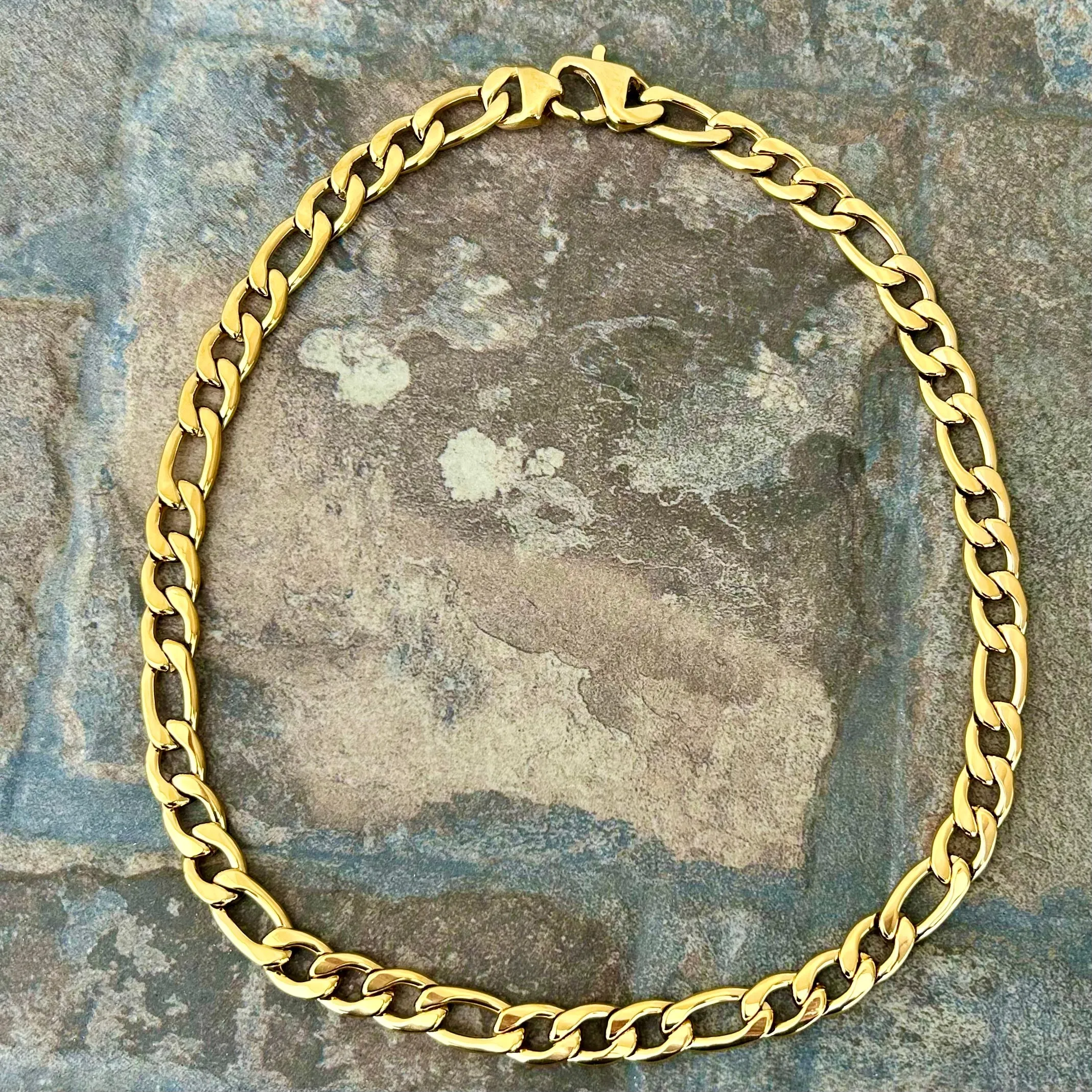 Necklace - Figaro - Custom - Gold - 1/4 Wide - FN05