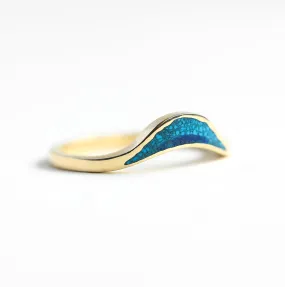 Ocean Ring, Lake Ring, Unique Curved Inlay Band