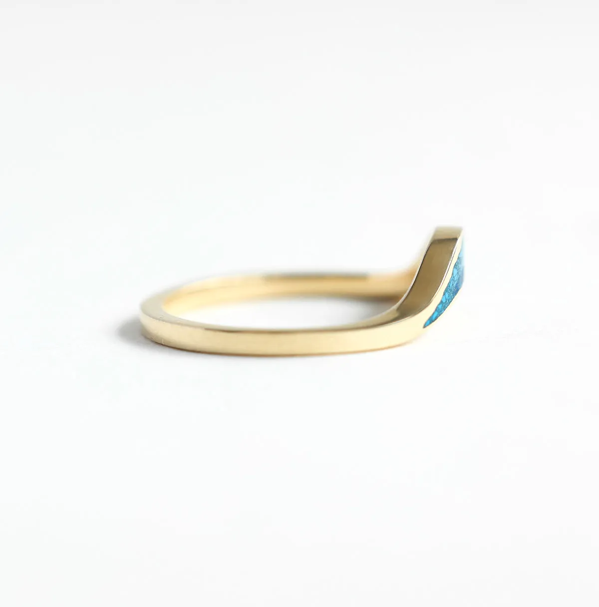 Ocean Ring, Lake Ring, Unique Curved Inlay Band