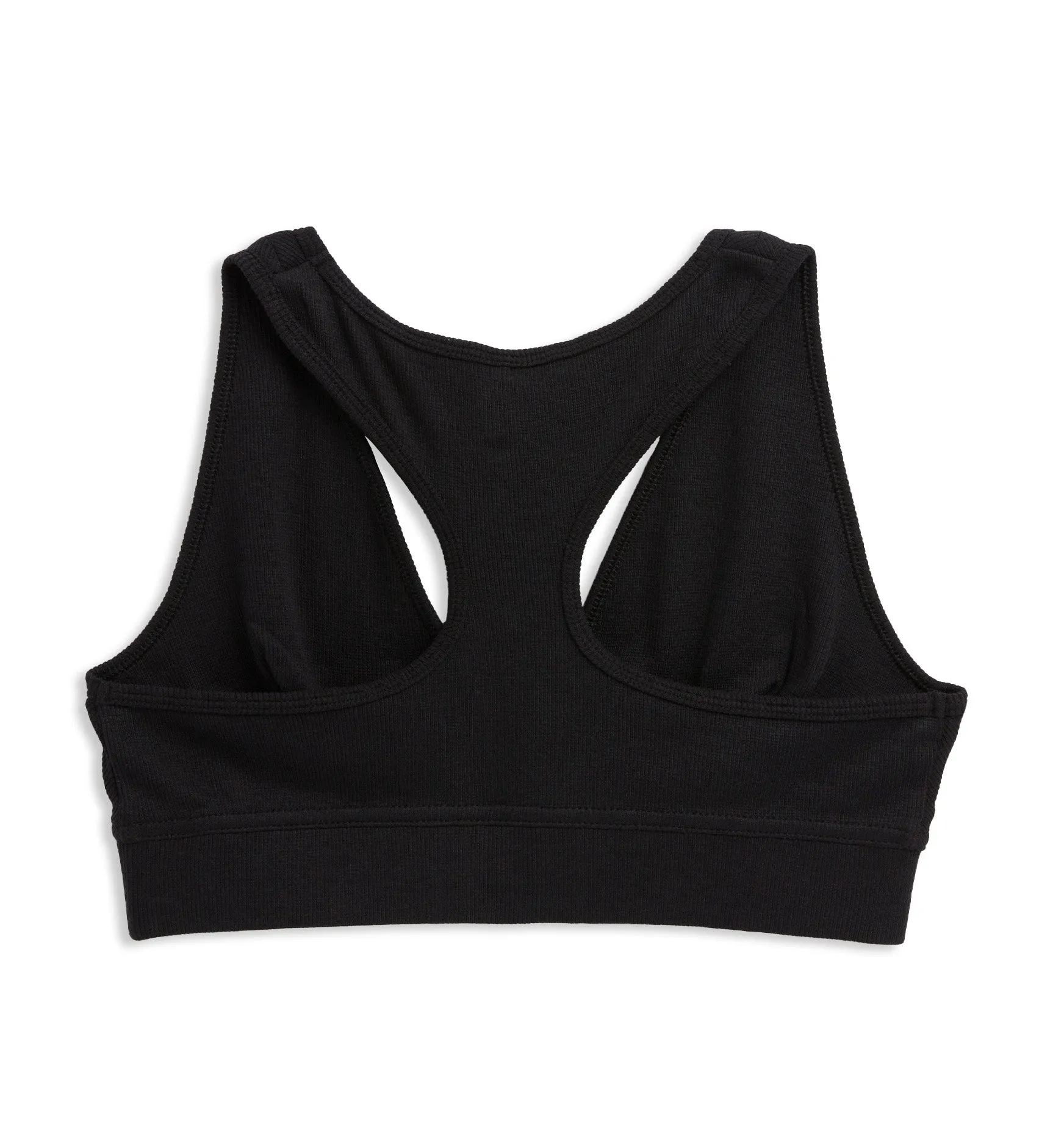 Organic Cotton Rib Plunge Bra - Black