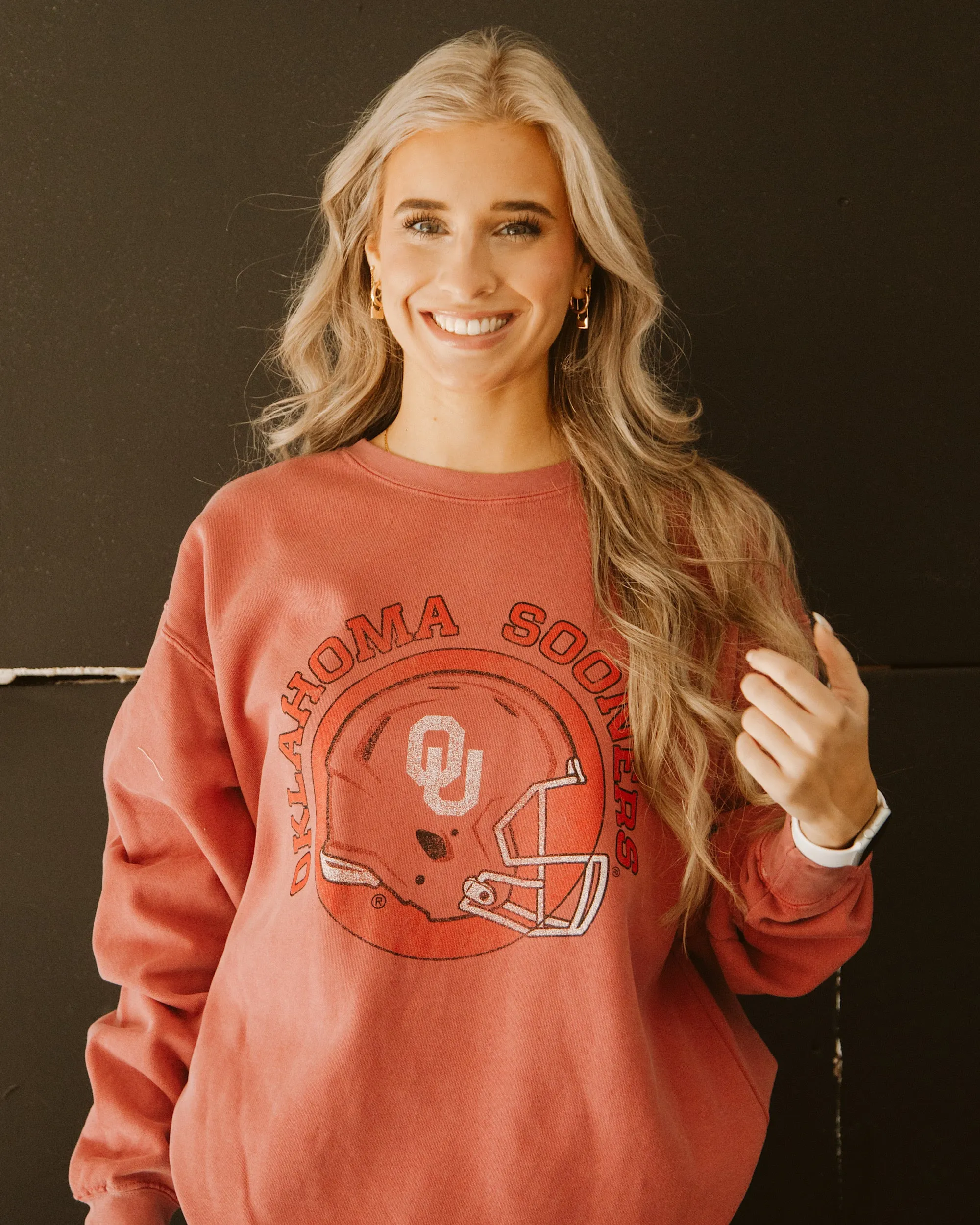 OU Sooners Helmet Circle Crimson Sweatshirt