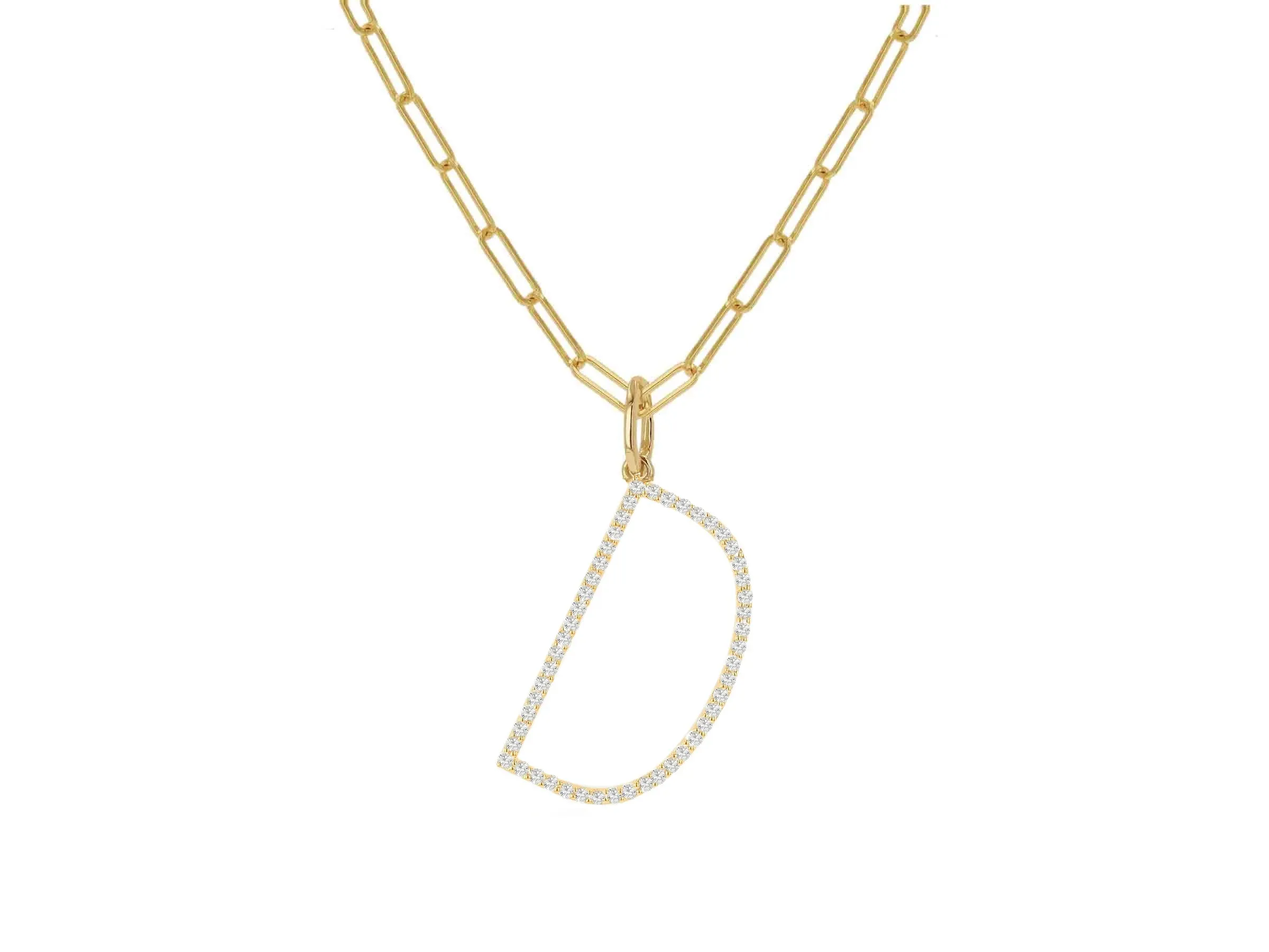 Oversized Diamond Letter Charm on Baby Link Chain