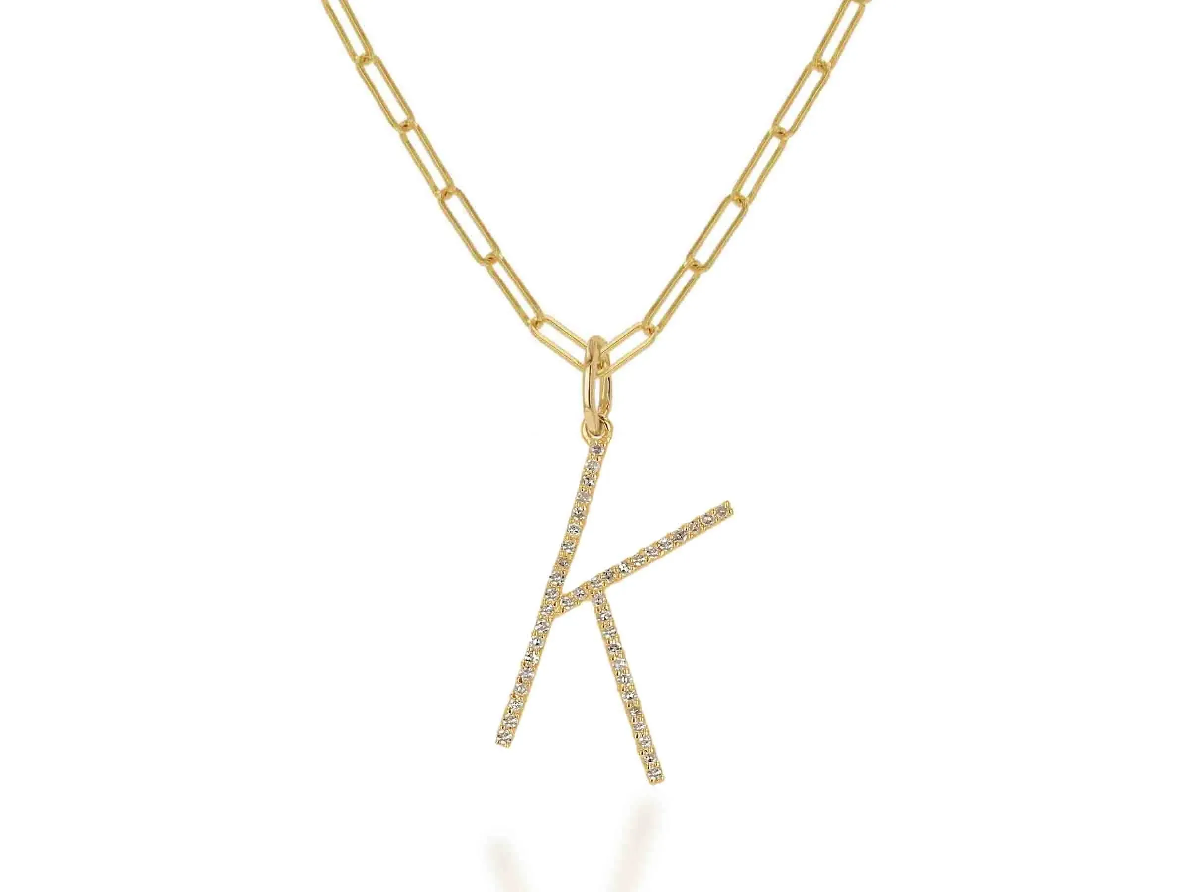 Oversized Diamond Letter Charm on Baby Link Chain