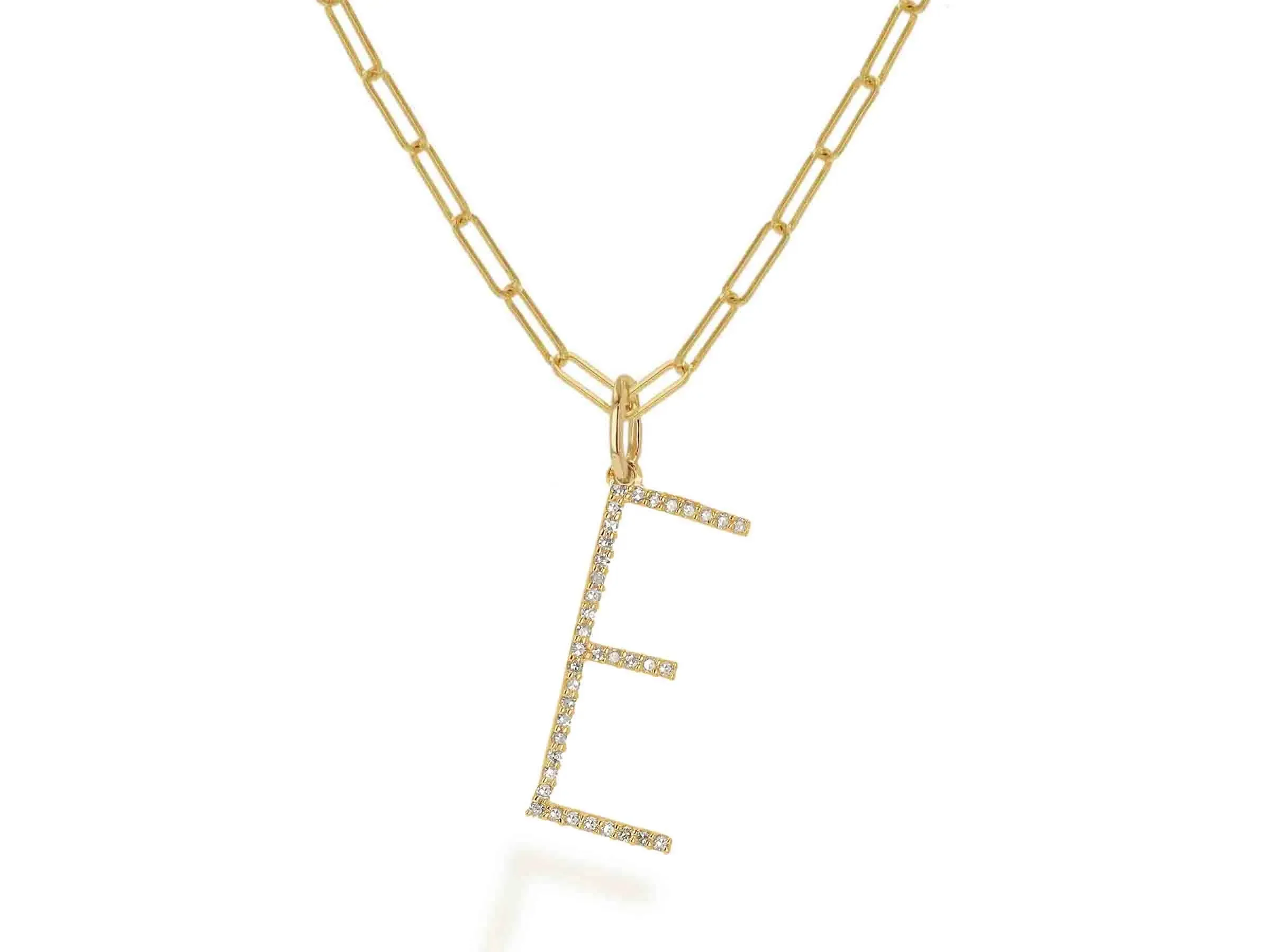 Oversized Diamond Letter Charm on Baby Link Chain