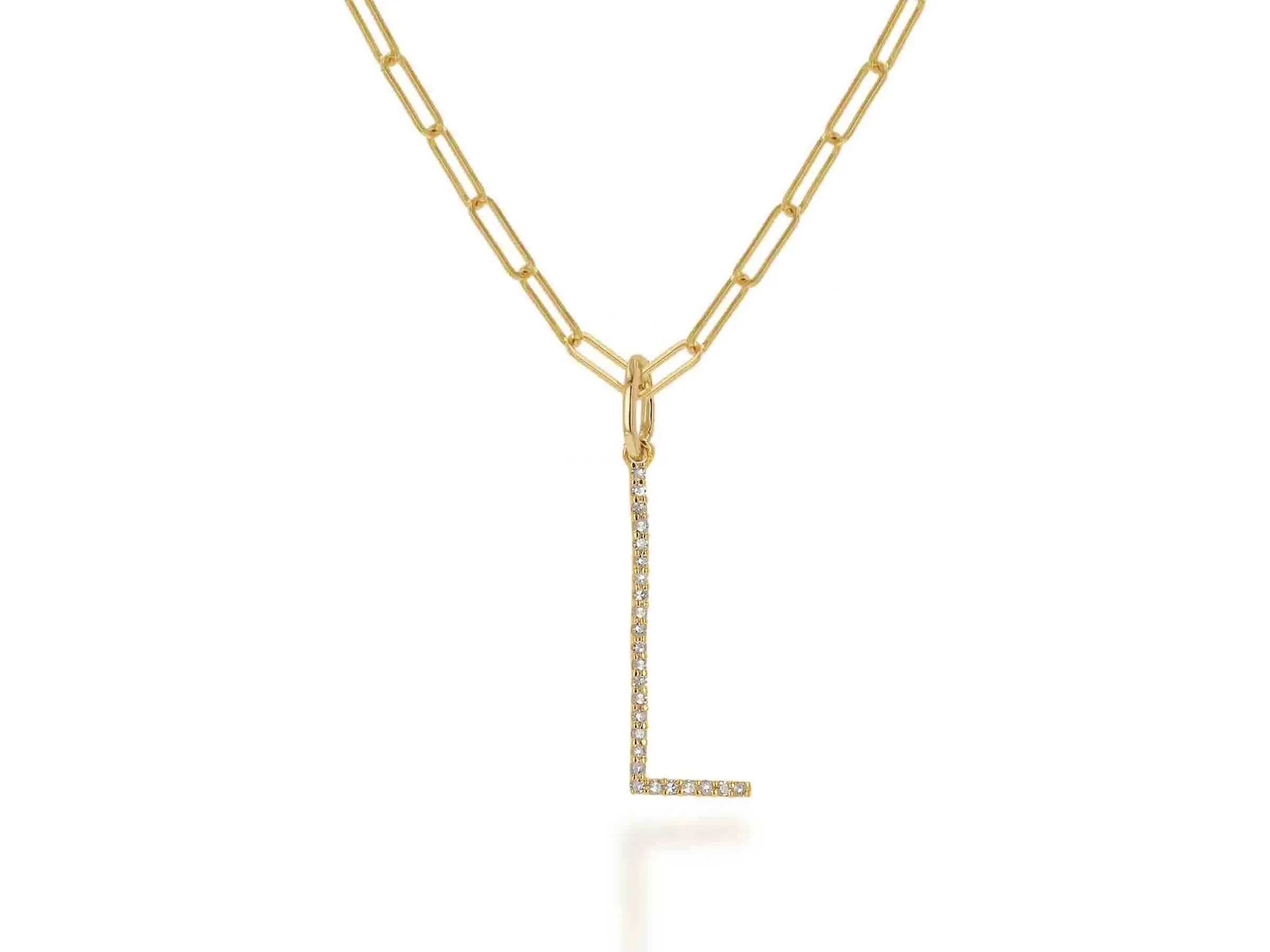 Oversized Diamond Letter Charm on Baby Link Chain