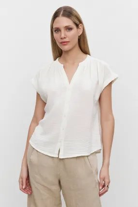 PAMELA COTTON GAUZE BUTTON-UP TOP