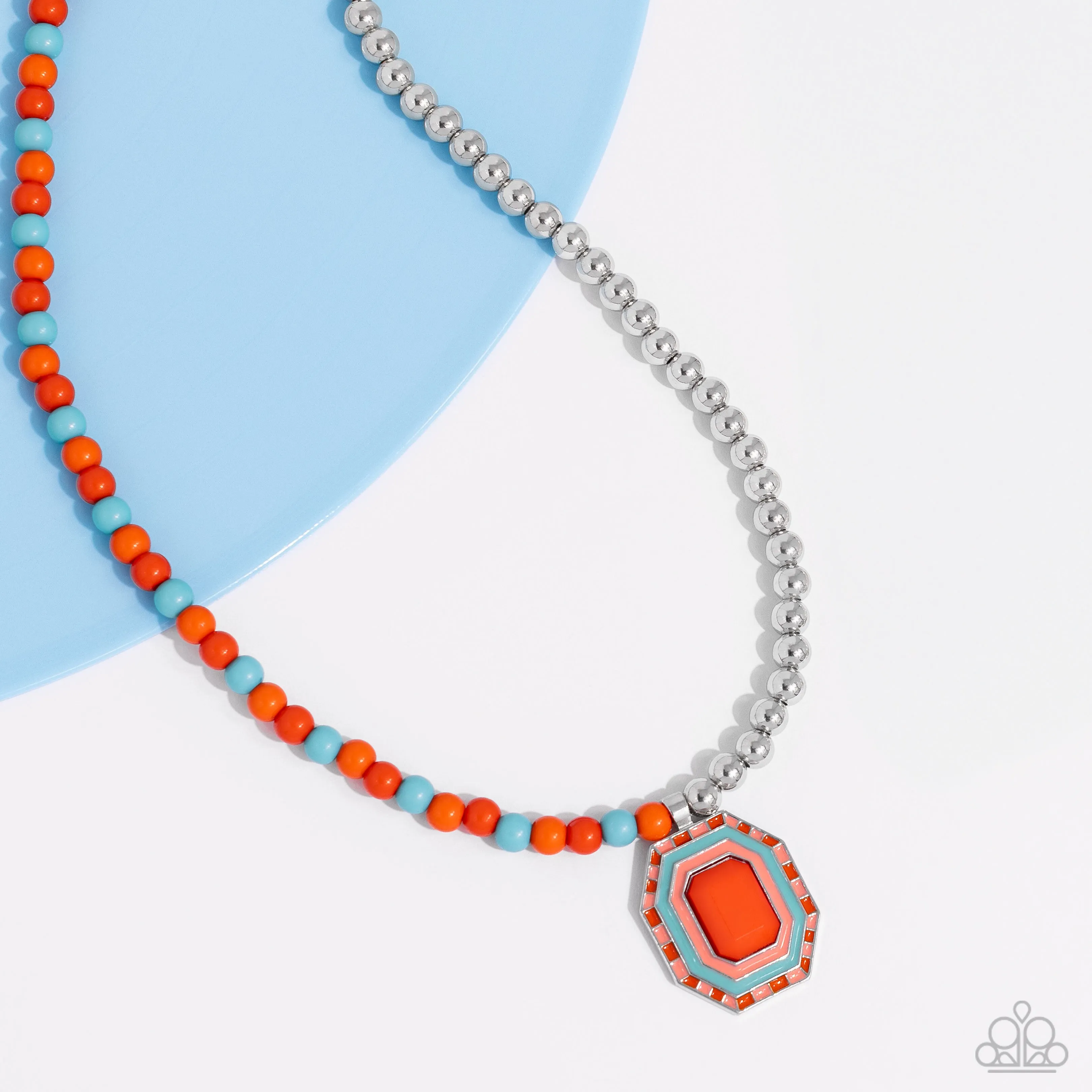 Paparazzi Contrasting Candy Orange Necklace & Earring Set