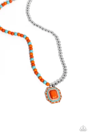 Paparazzi Contrasting Candy Orange Necklace & Earring Set