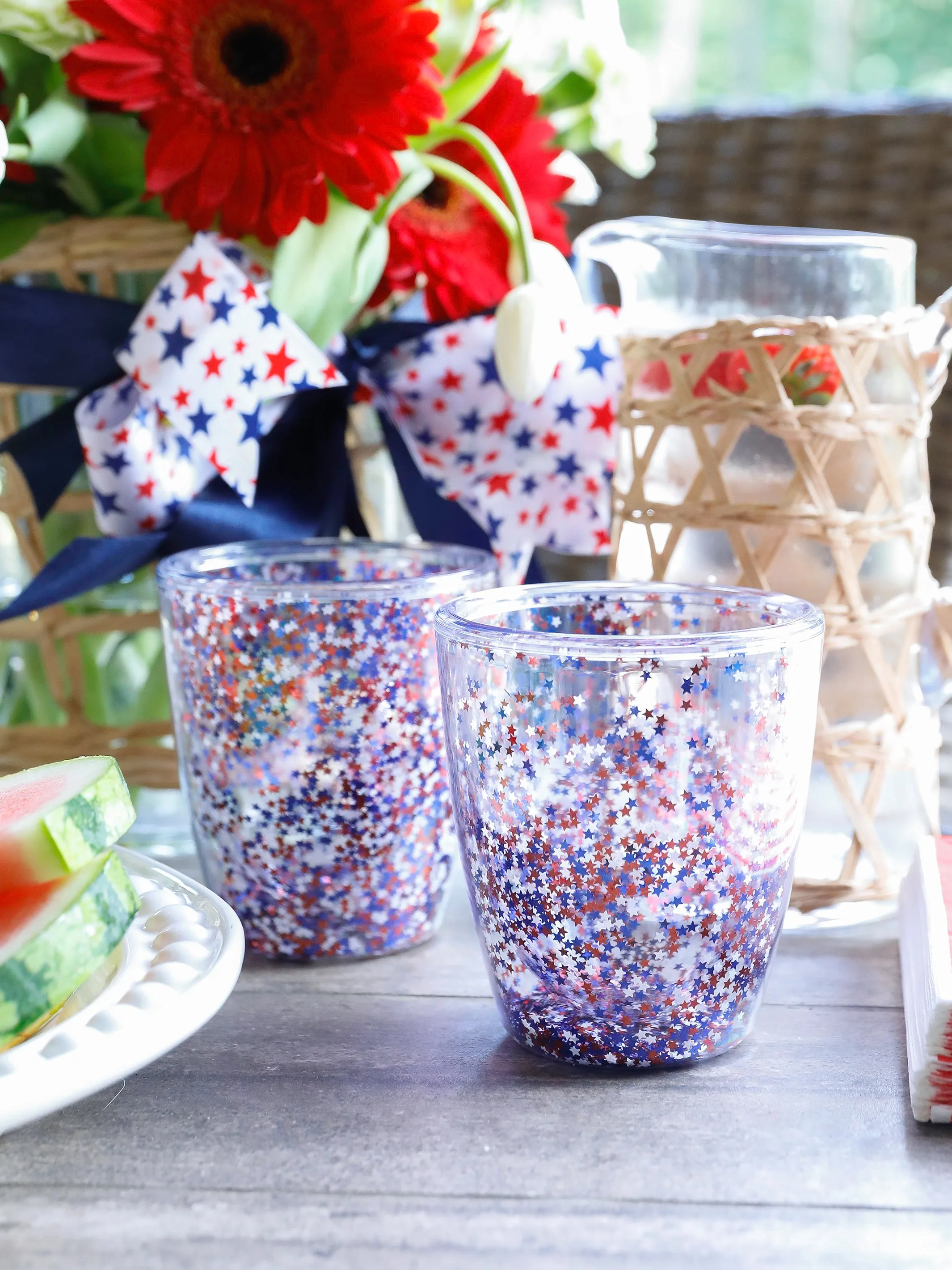 Patriotic Stars Acrylic Stemless Wine Tumbler | Set of 2