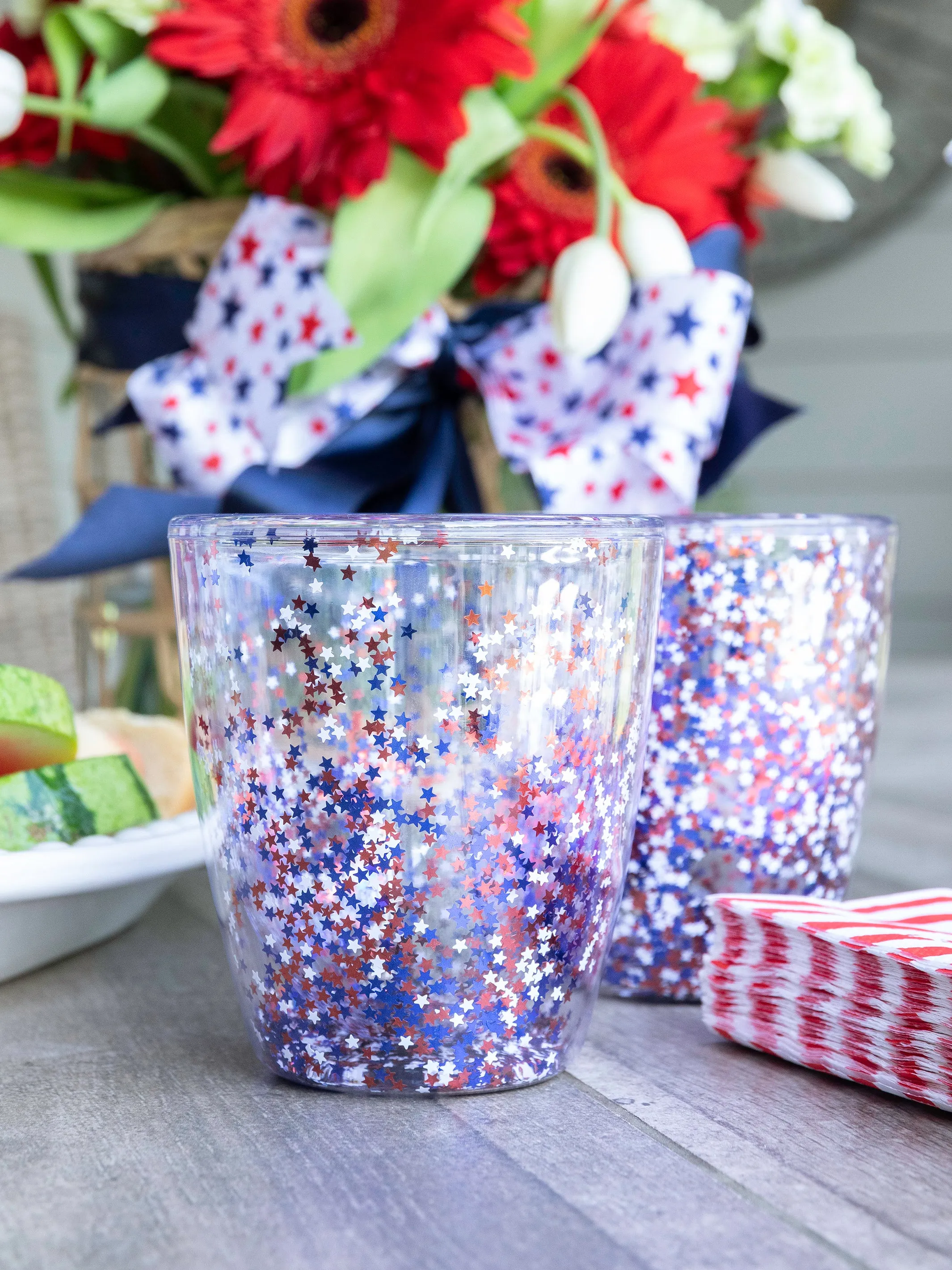 Patriotic Stars Acrylic Stemless Wine Tumbler | Set of 2