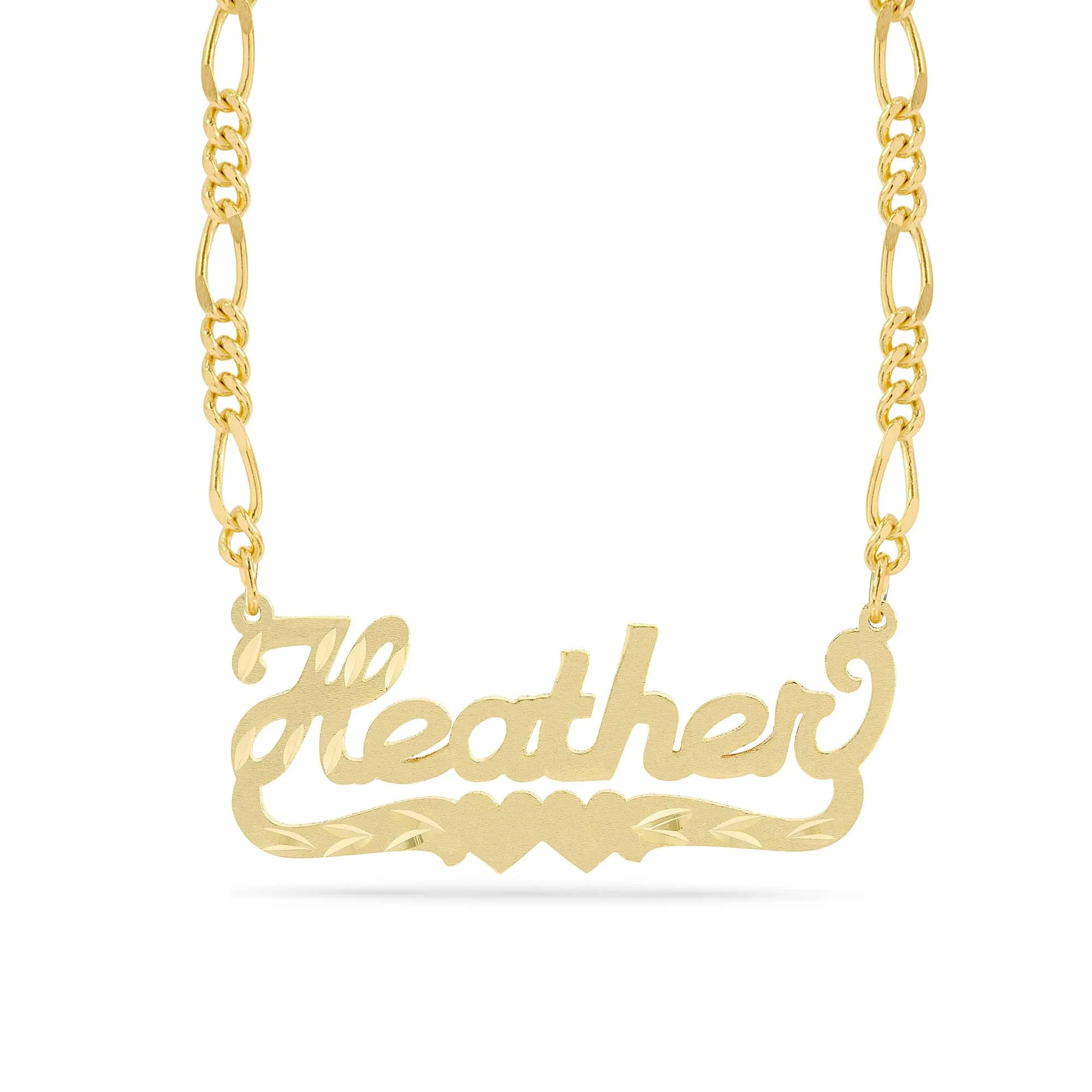 Personalized Name necklace with  Diamond Cut and Satin Finish Heather