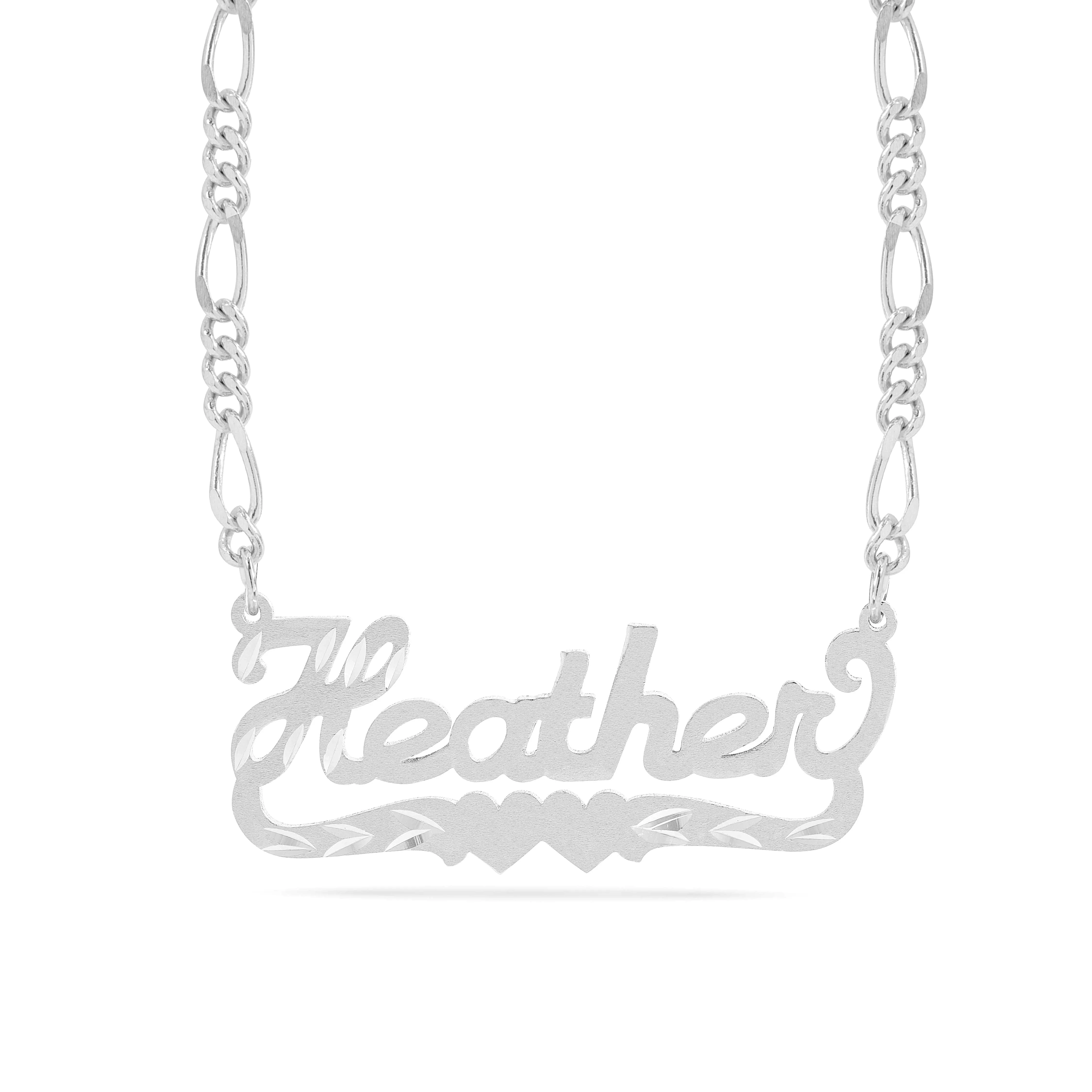 Personalized Name necklace with  Diamond Cut and Satin Finish Heather