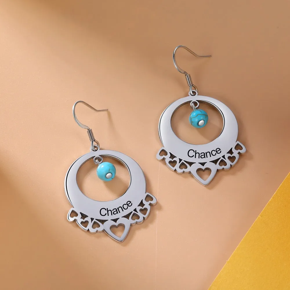 Personalized Turquoise Dangle Earrings For Women