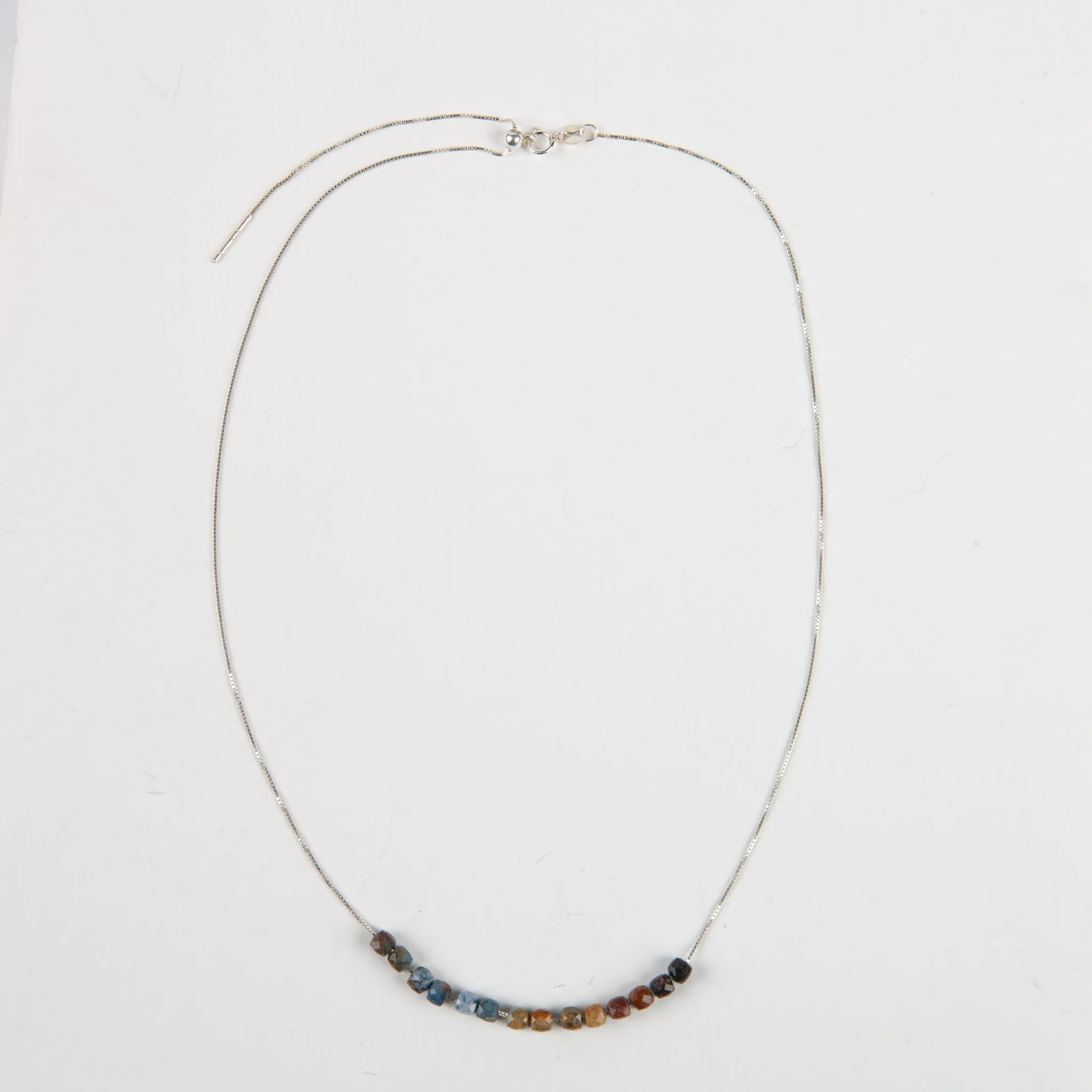 Pietersite Adjustable Slide Chain Gemstone Necklace