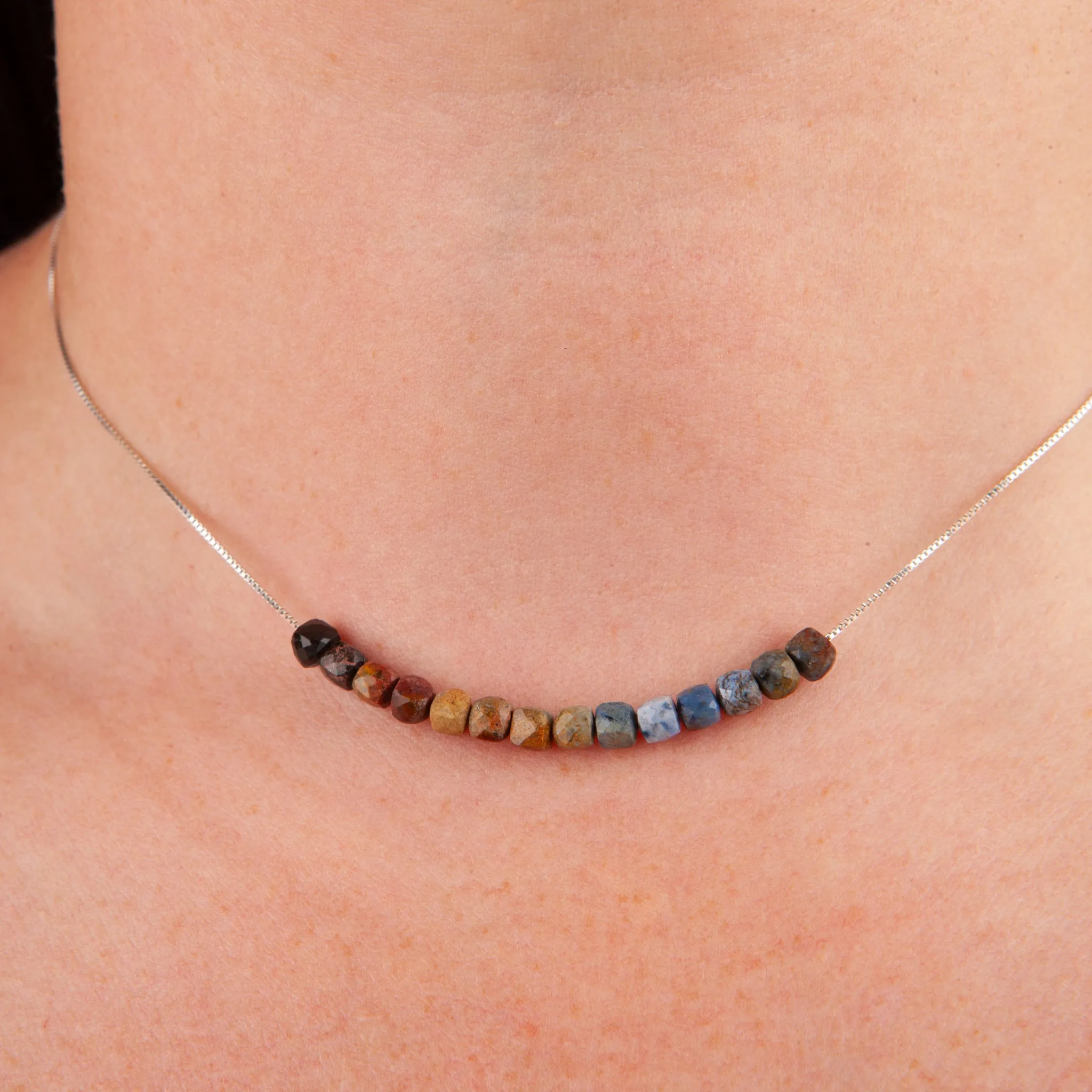 Pietersite Adjustable Slide Chain Gemstone Necklace