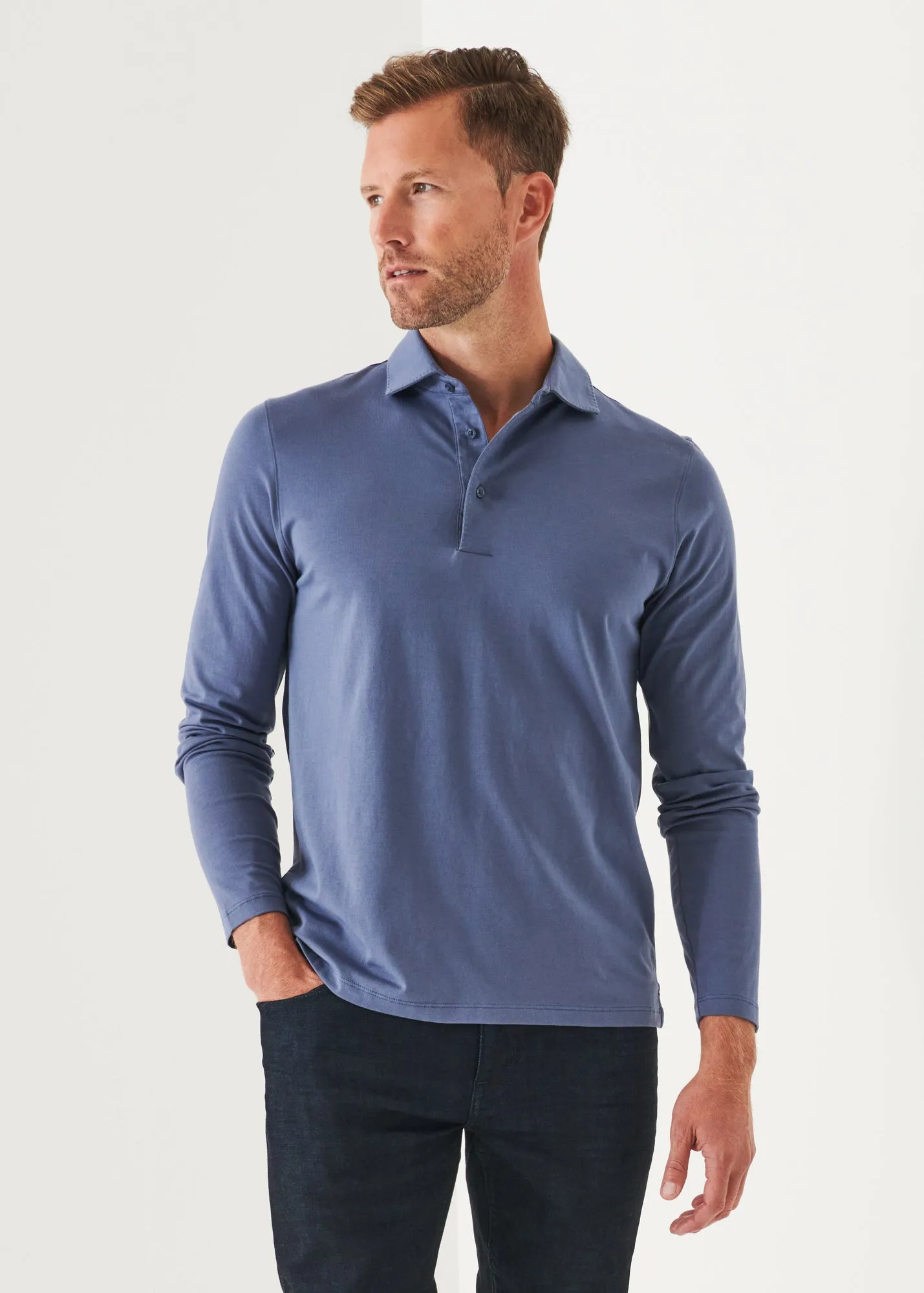 PIMA COTTON STRETCH LONG SLEEVE POLO