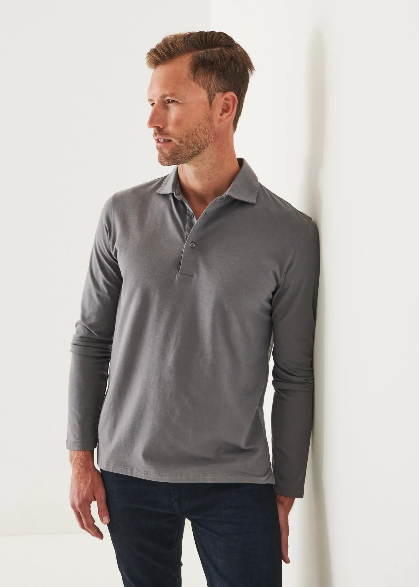 PIMA COTTON STRETCH LONG SLEEVE POLO