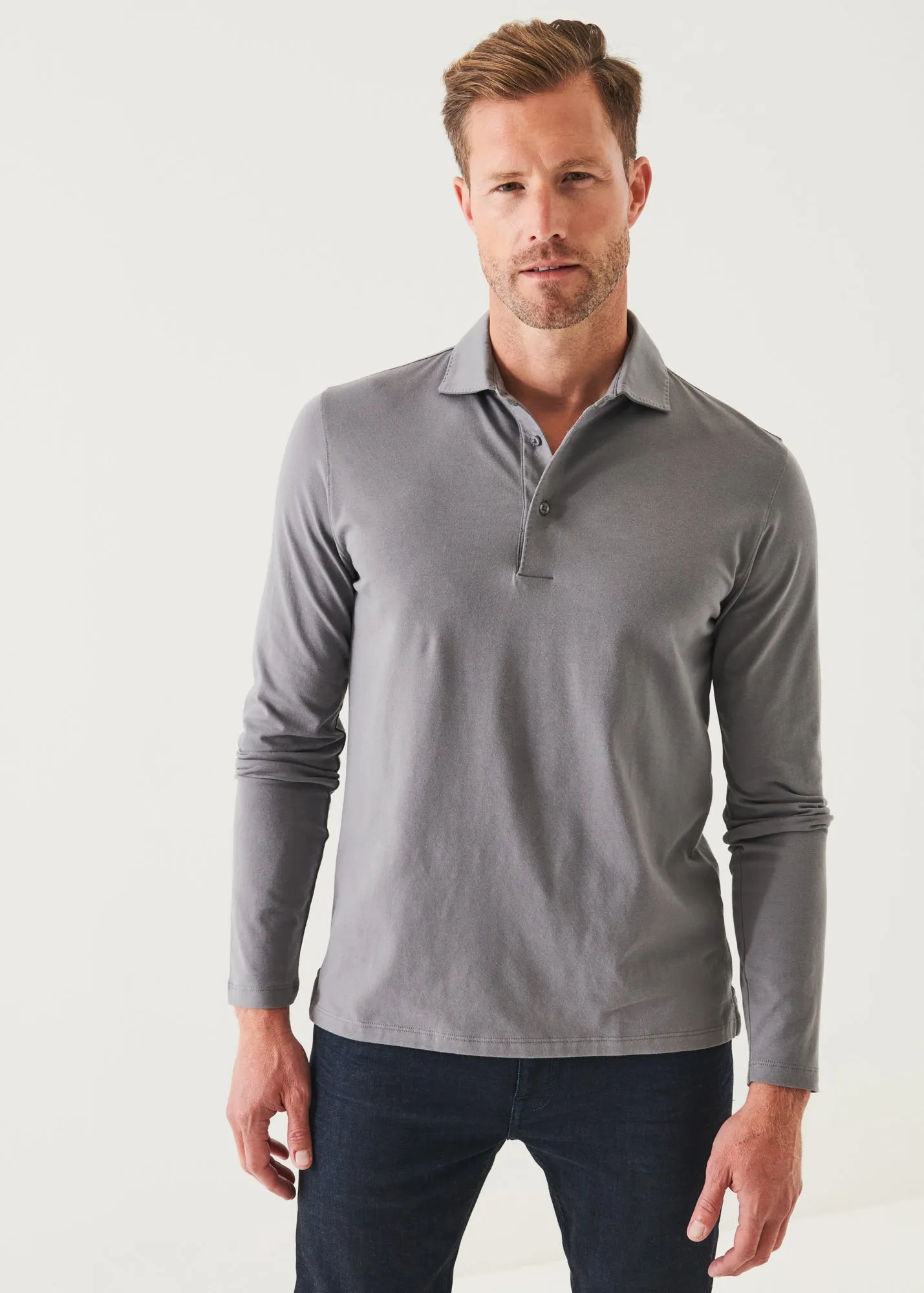 PIMA COTTON STRETCH LONG SLEEVE POLO