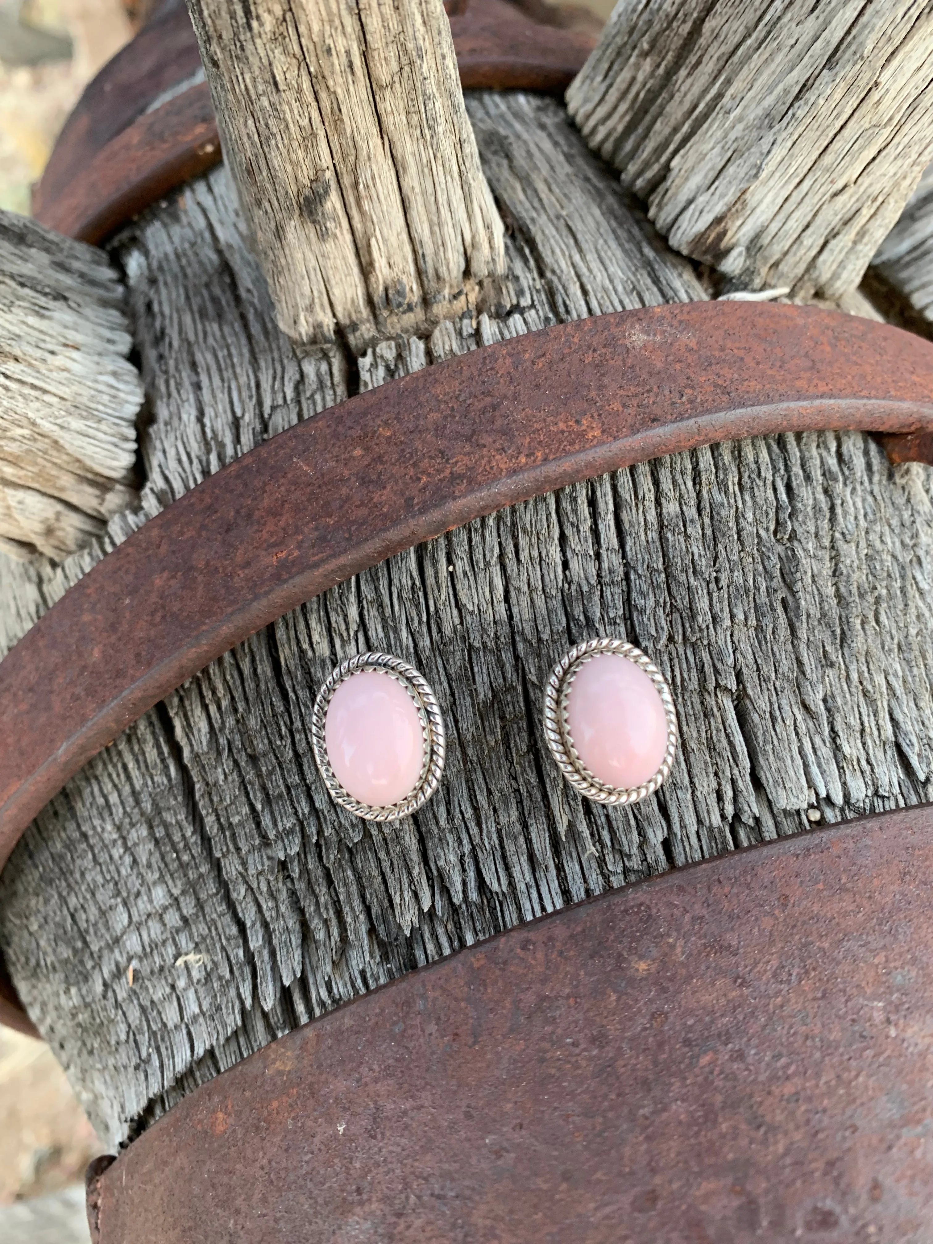 Pink Opal Post earrings