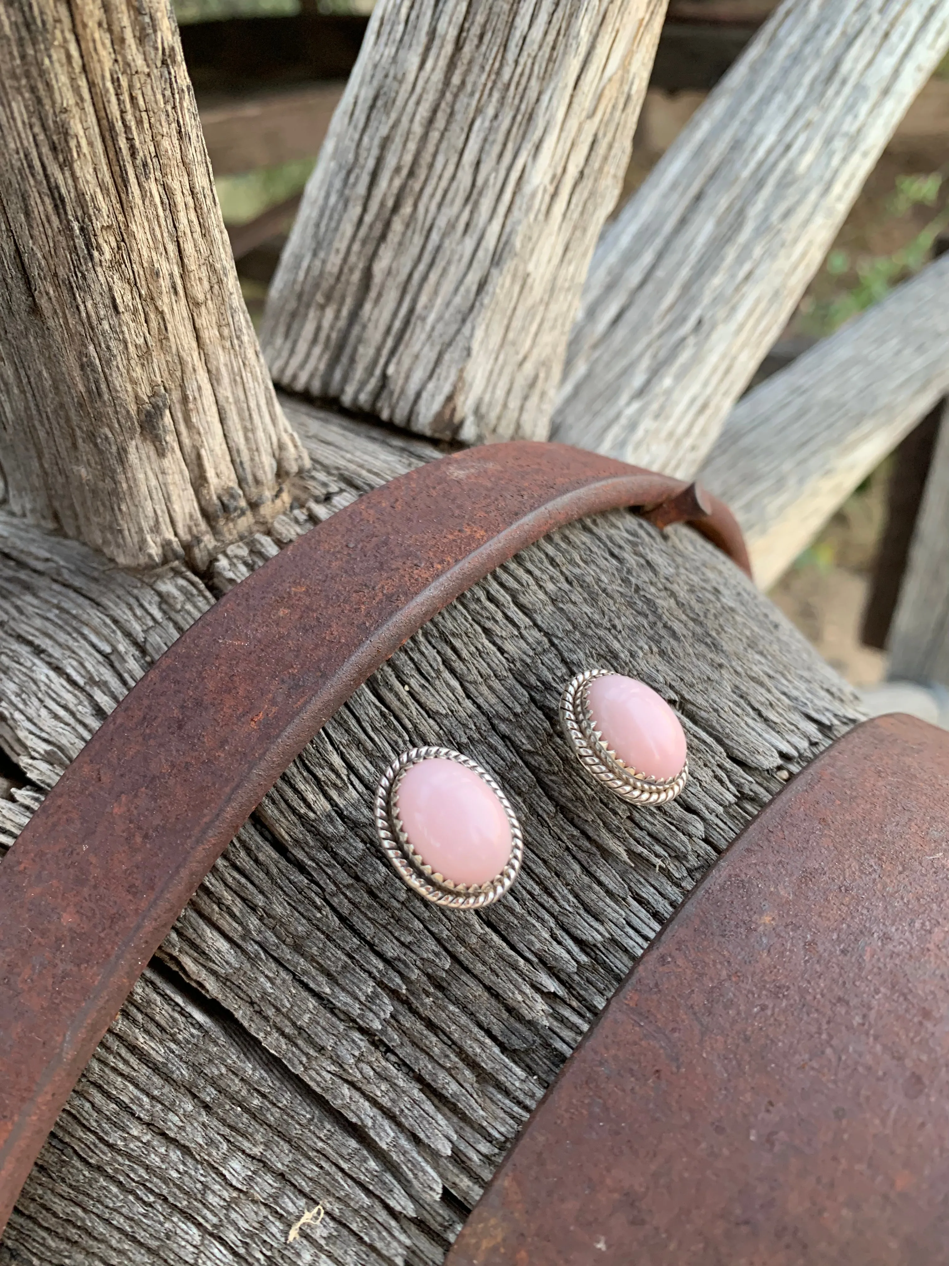 Pink Opal Post earrings