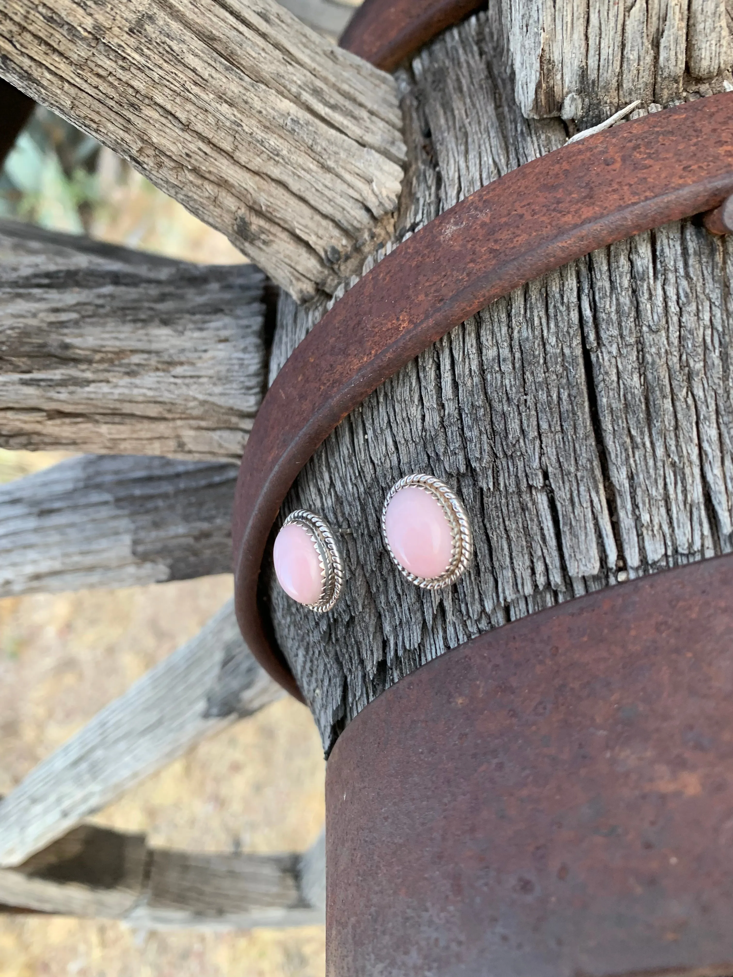 Pink Opal Post earrings