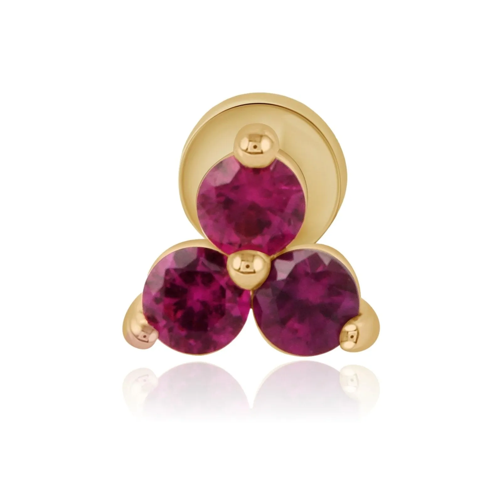 Pink Ruby Trinity Cluster Flat Back Earring