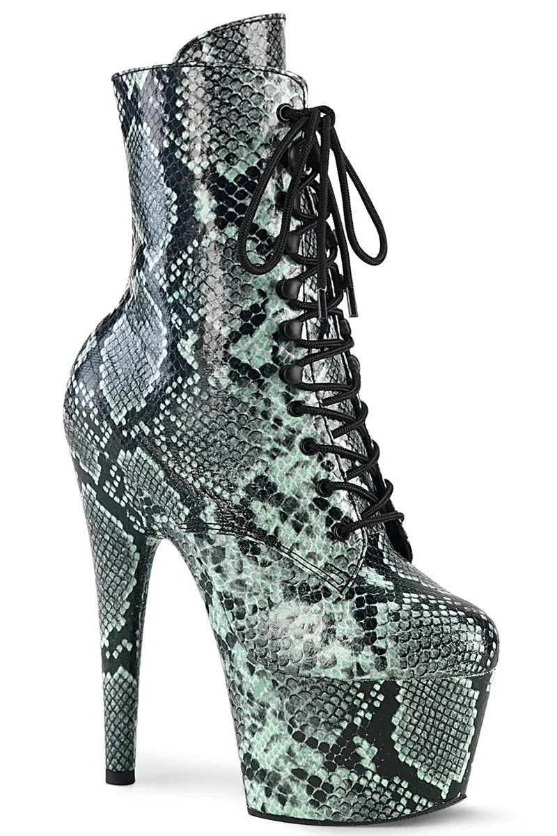 Pleaser USA Adore-1020SPWR 7inch Pleaser Boots - Mint Snake