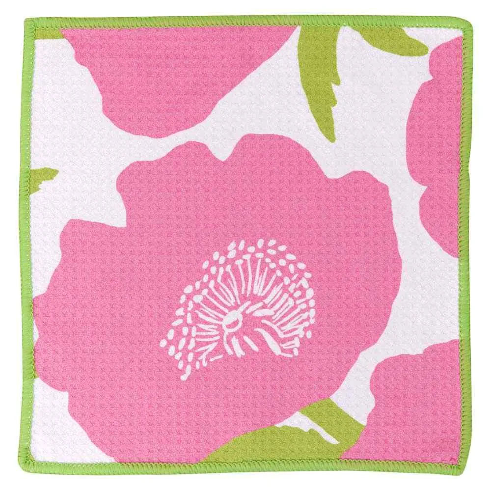 Poppies Pink blu Kitchen Dish Cloths (Set of 3)