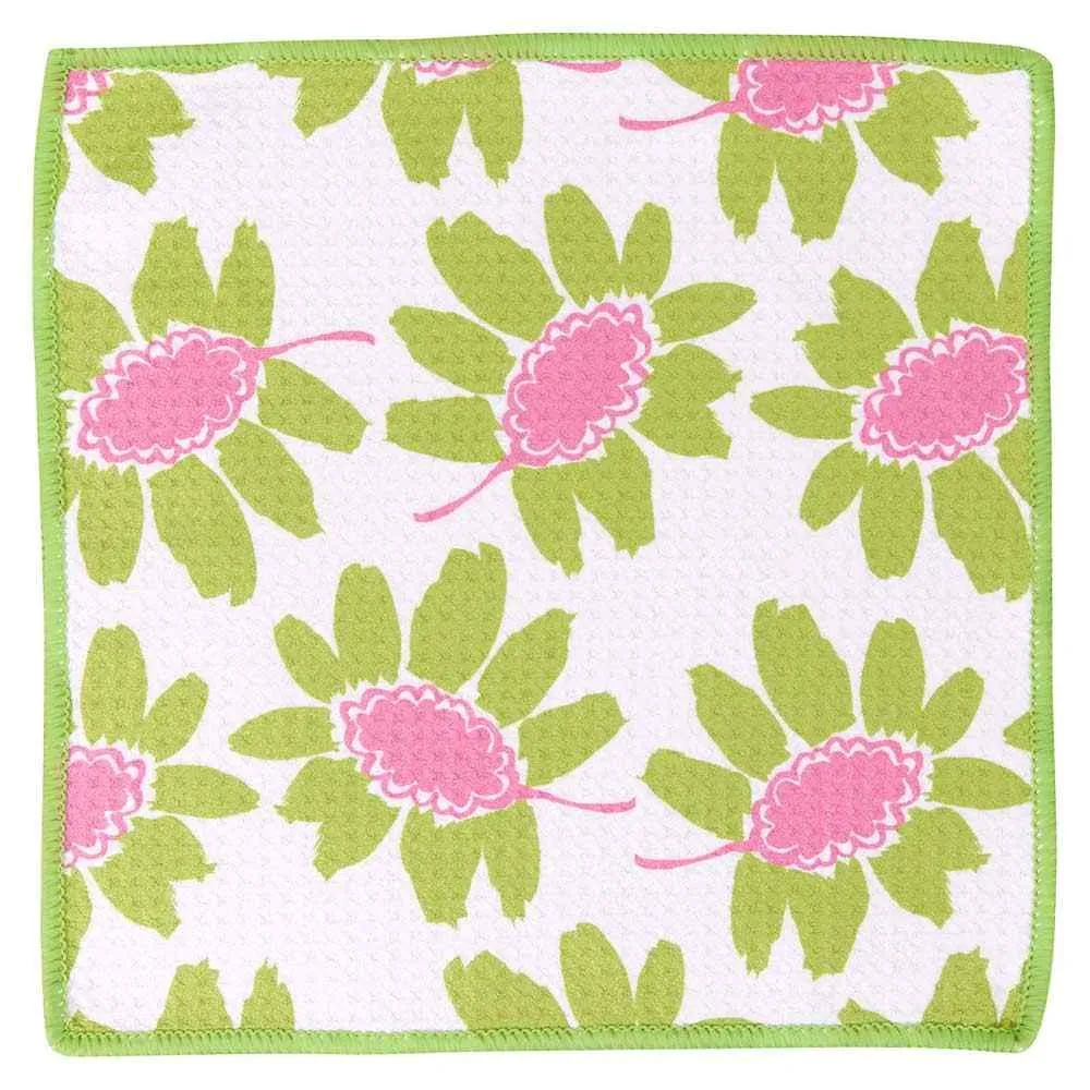 Poppies Pink blu Kitchen Dish Cloths (Set of 3)