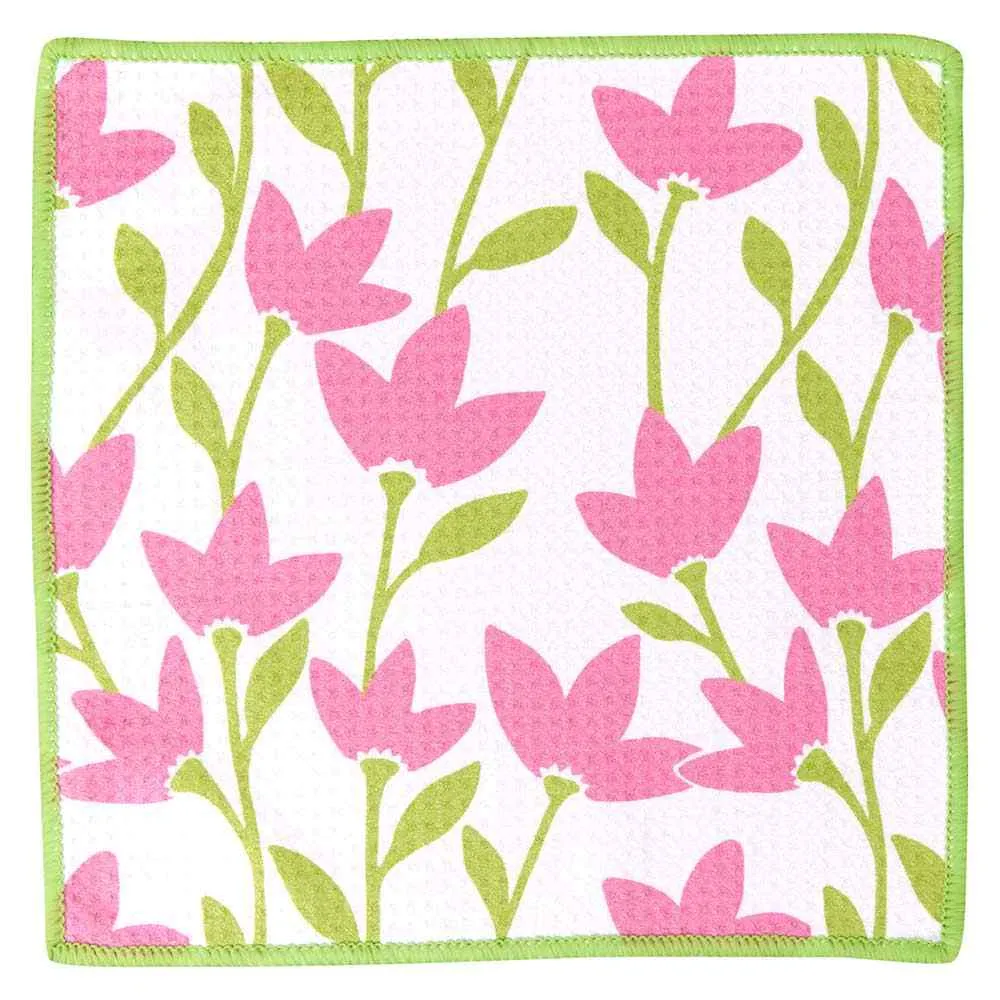 Poppies Pink blu Kitchen Dish Cloths (Set of 3)