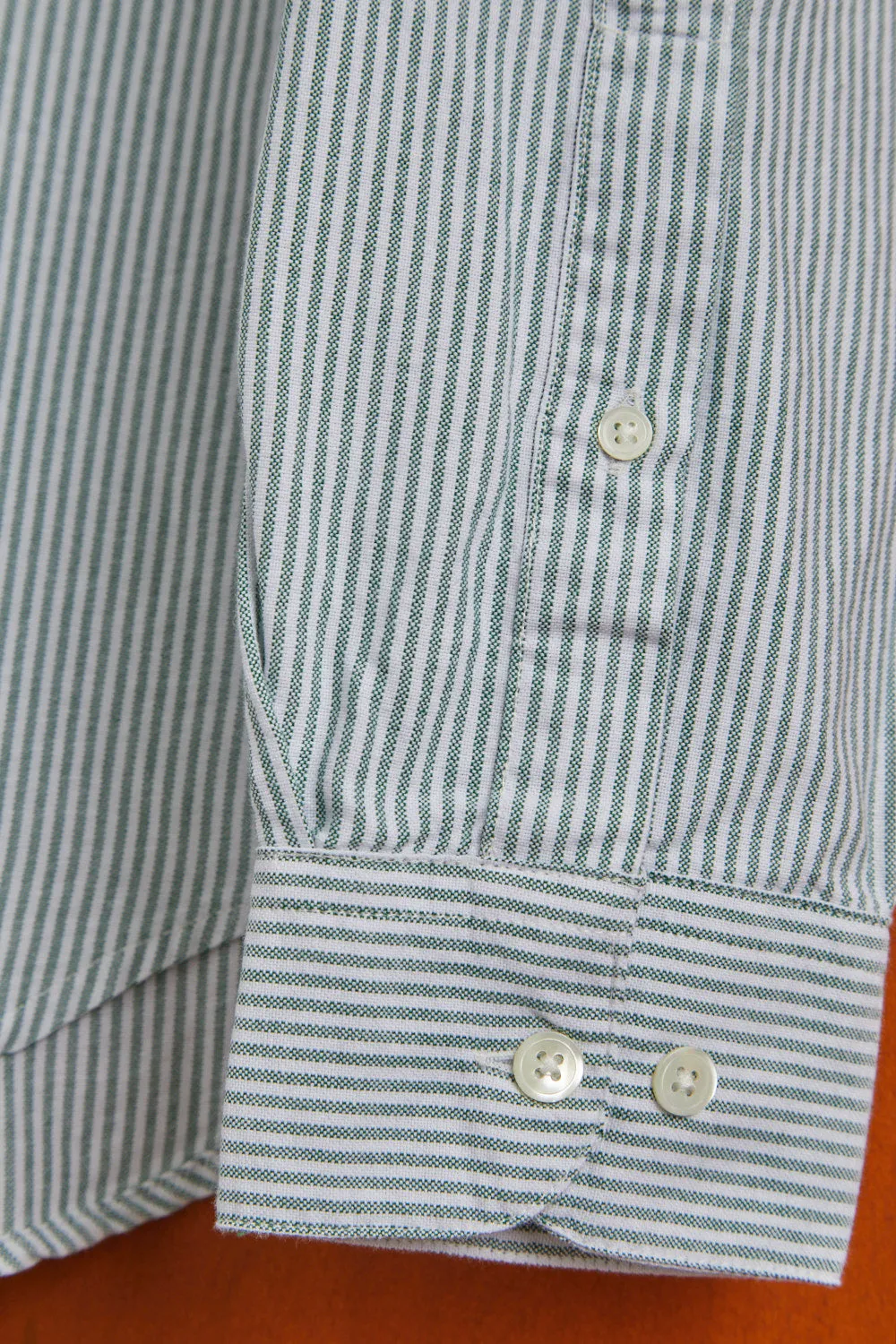 PORTUGUESE FLANNEL Belavista Oxford Stripe Green Shirt