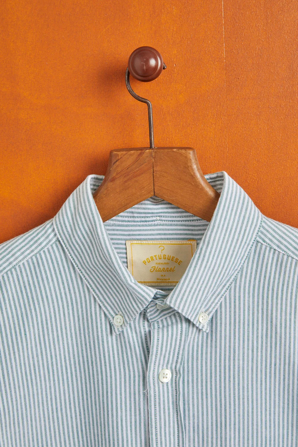 PORTUGUESE FLANNEL Belavista Oxford Stripe Green Shirt