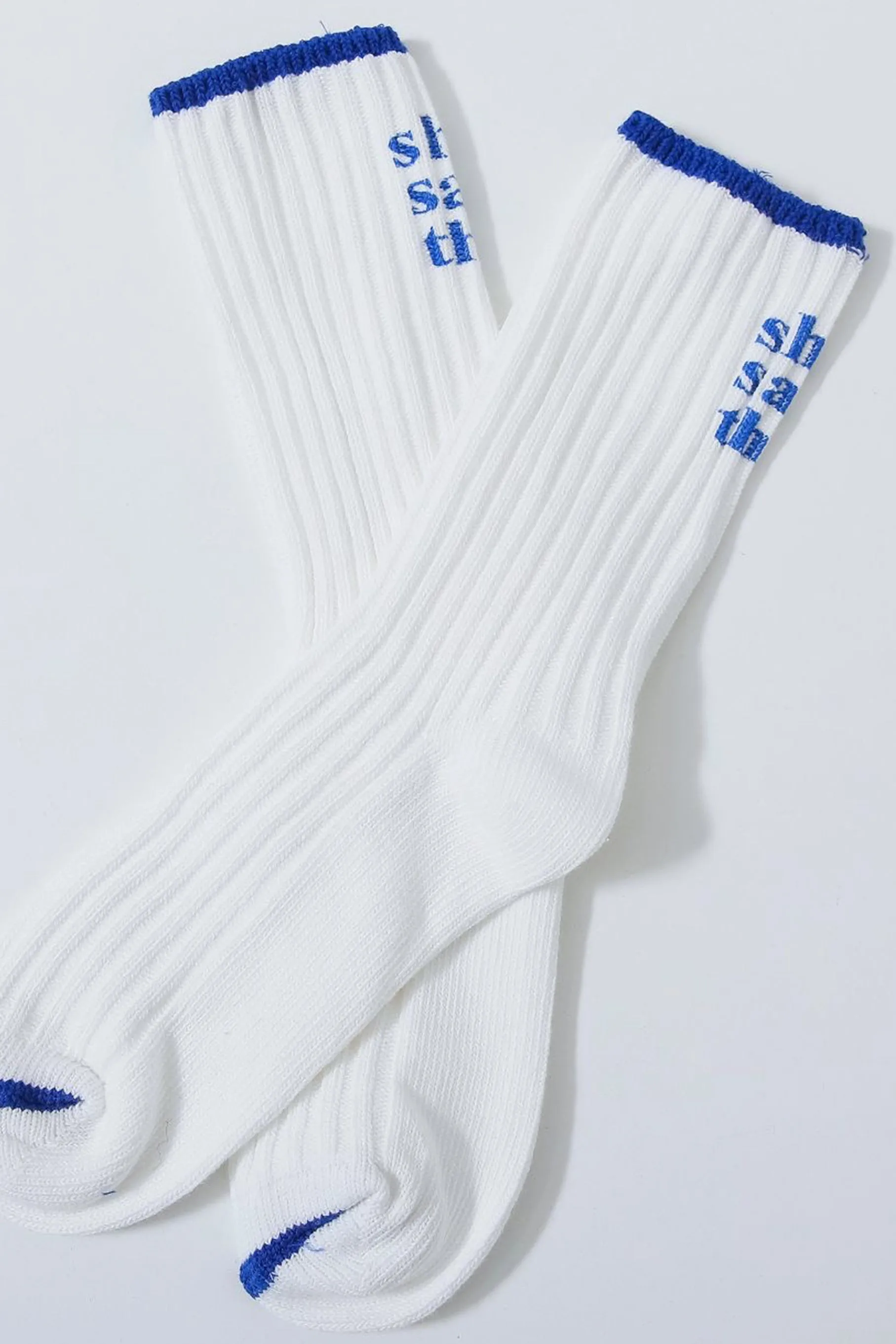 "She Said That" Crew Socks, Blue