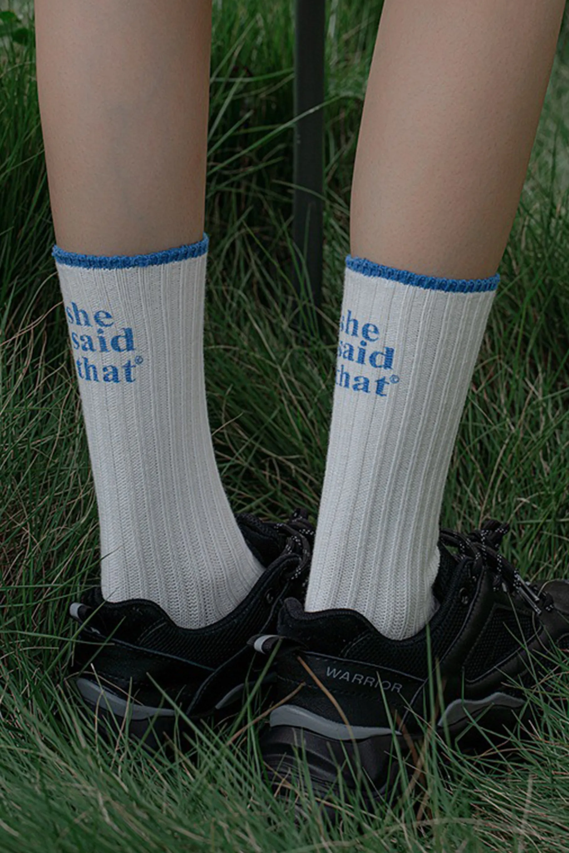 "She Said That" Crew Socks, Blue