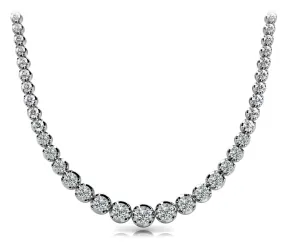 RAIN 10 Carat Diamond Rivera Graduated Necklace in Platinum 4 Prong  Low Base Basket F Color VS1 Clarity BY MIKE NEKTA