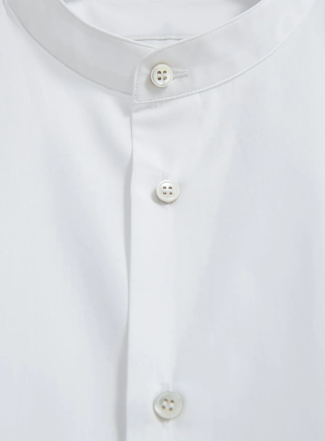 Regenerative Cotton Poplin White Nehru Shirt