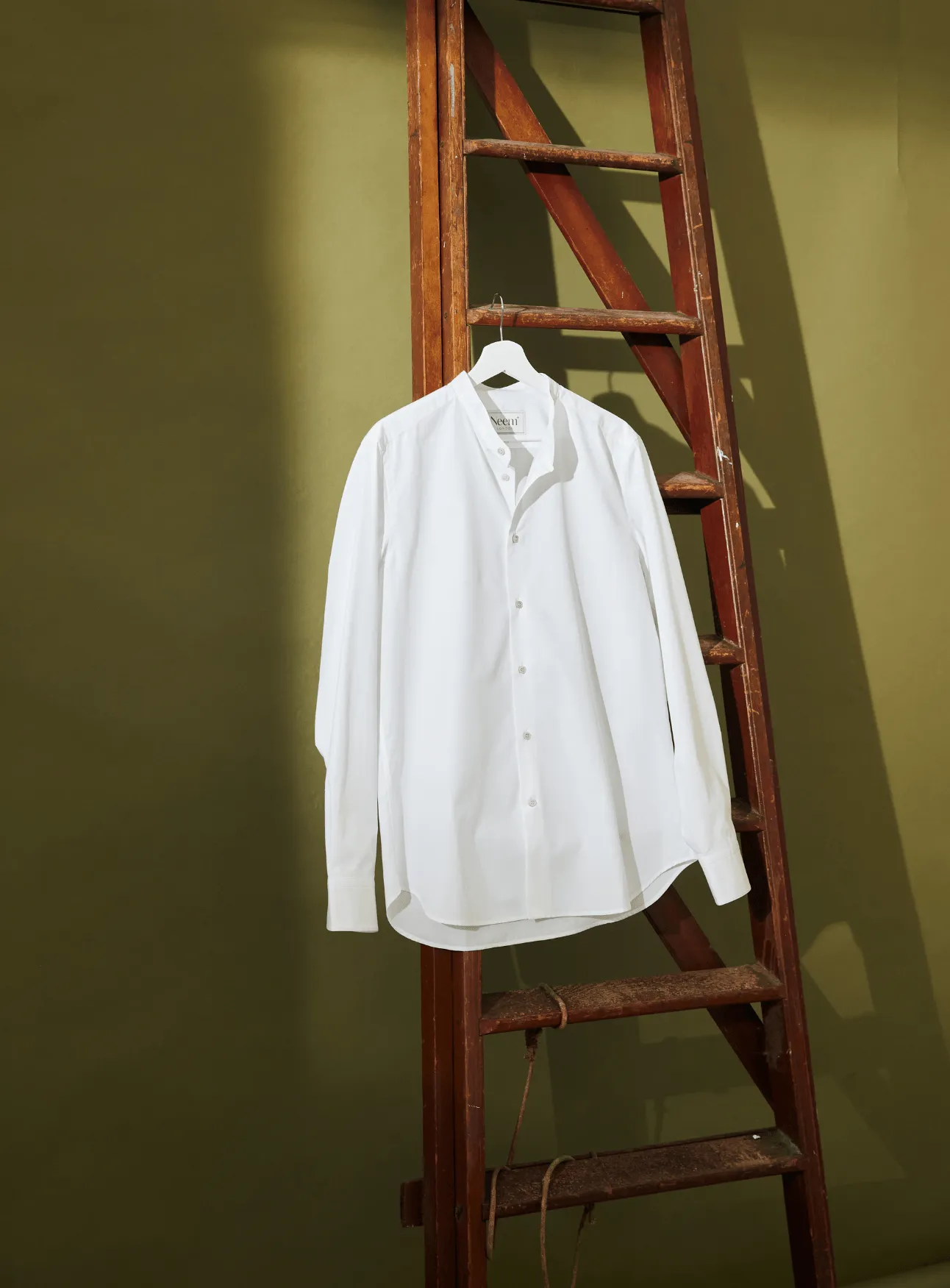 Regenerative Cotton Poplin White Nehru Shirt