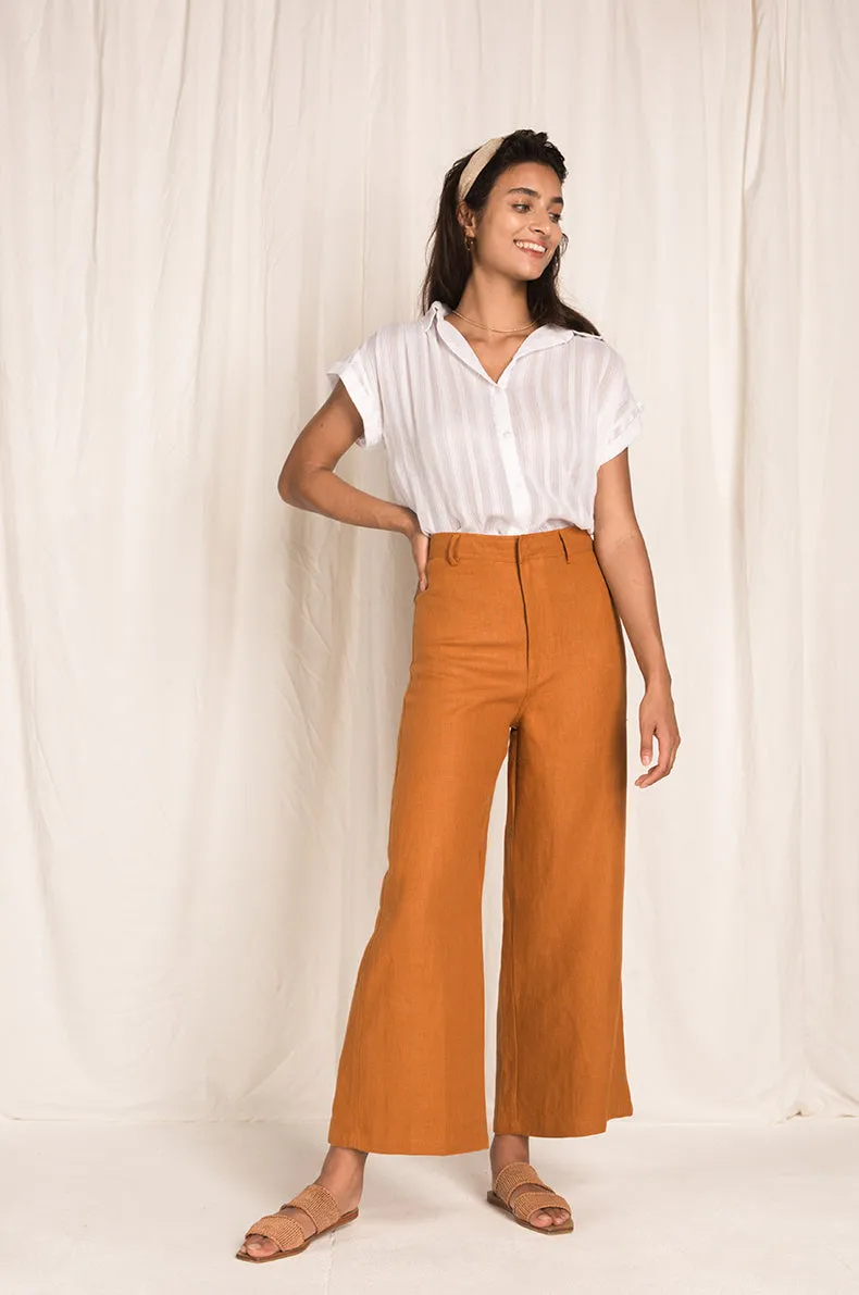 RHODES Pants - ochre linen