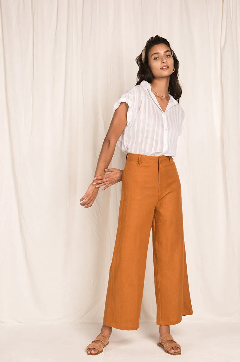 RHODES Pants - ochre linen