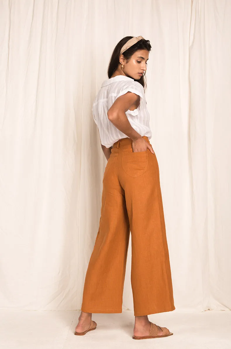 RHODES Pants - ochre linen