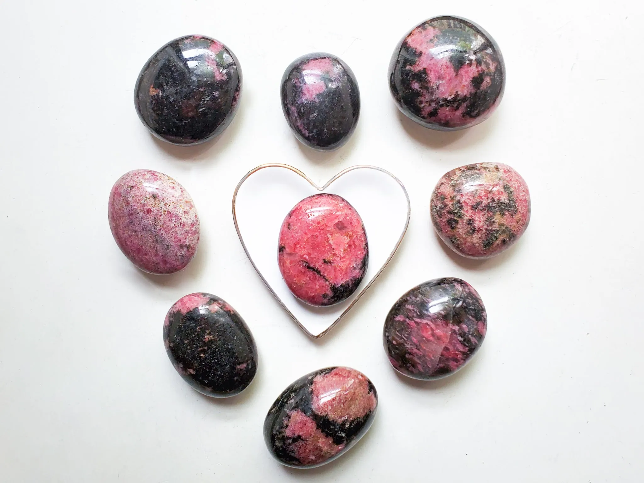 Rhodonite Puffy Palm Stone