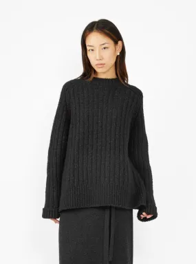 Rib Saddle Sweater Black