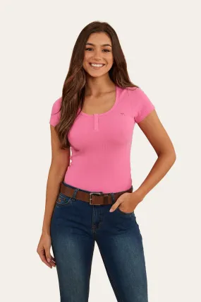 Ringers Western Womens Arabella Scoop Neck Baby Tee Pink