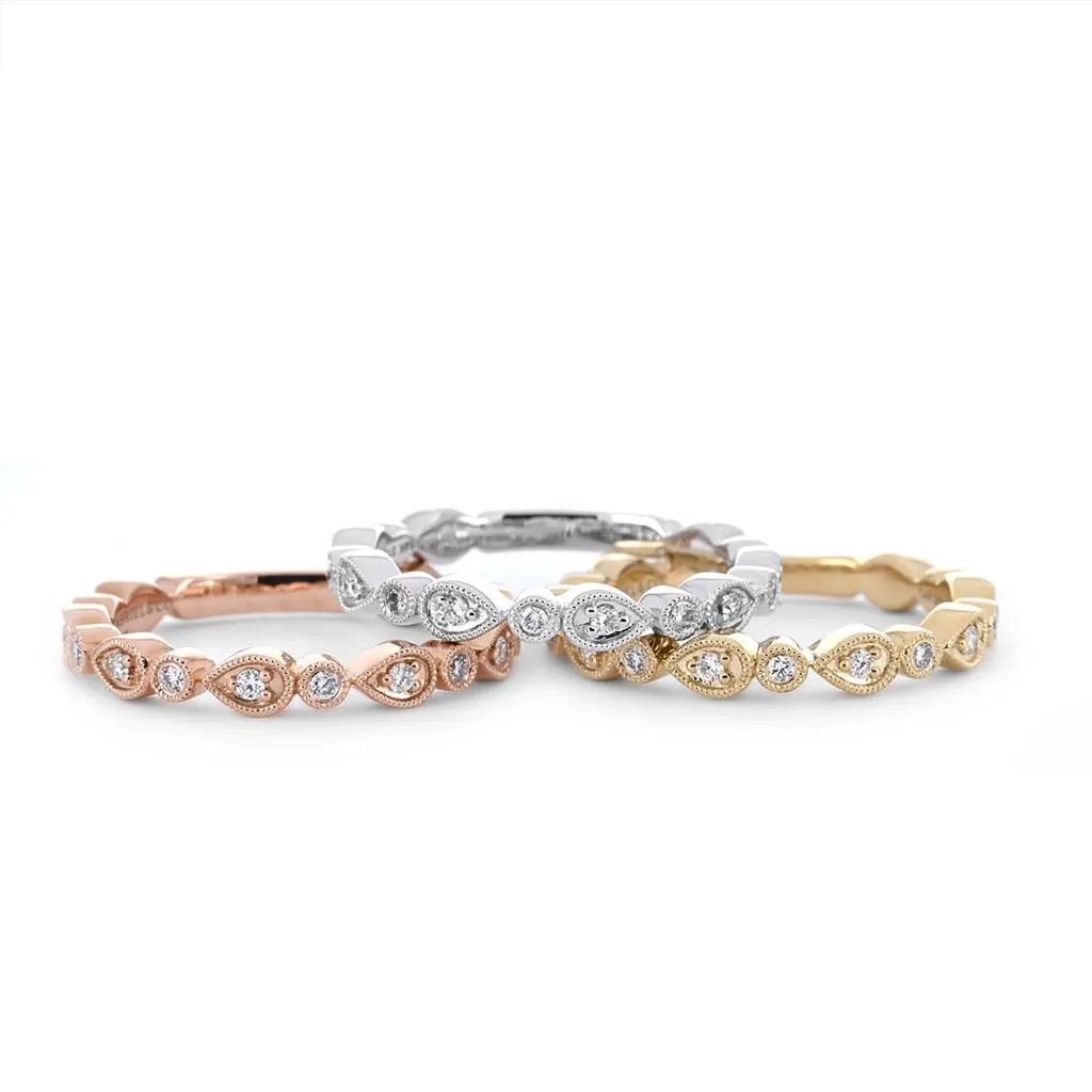 Round   Pear Stackable Band | 0.18ct | Yellow Gold