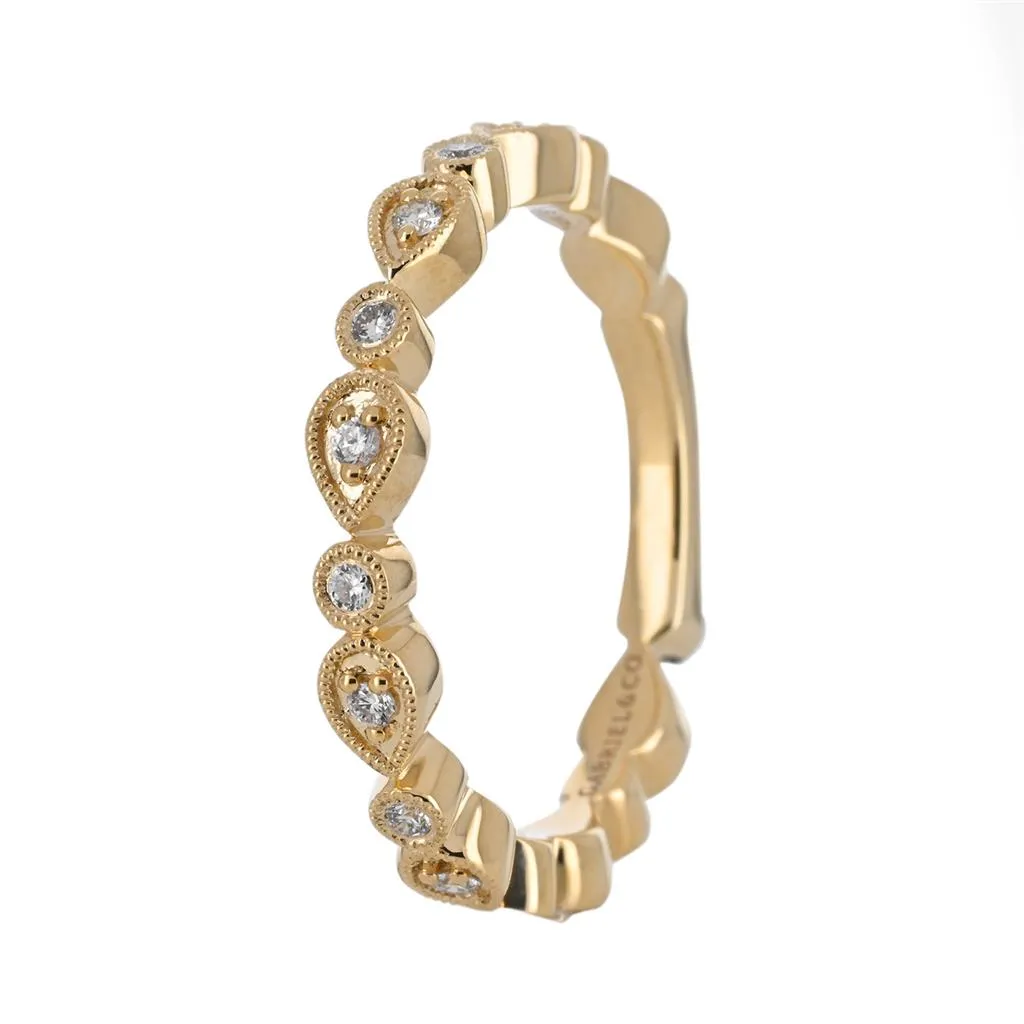 Round   Pear Stackable Band | 0.18ct | Yellow Gold