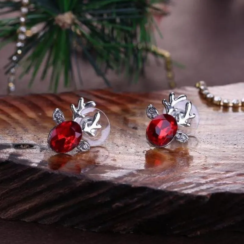 Rudolph the Gem Reindeer Post Earrings