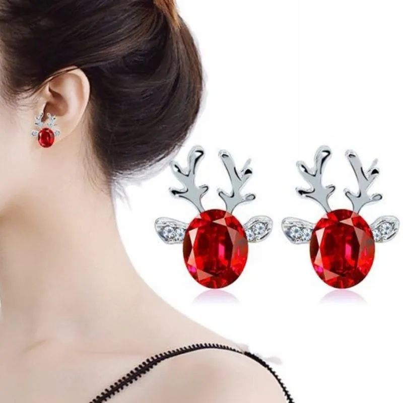 Rudolph the Gem Reindeer Post Earrings